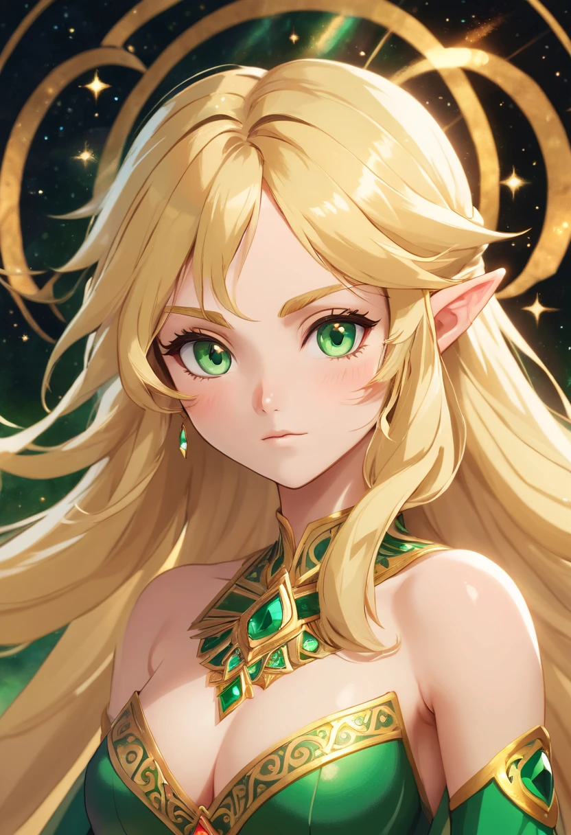 (RAW Photo, best quality), (Hyper Realistic),16k,(realistic, photo-realistic:1.5), Masterpiece,ultra high res, Stunning, Beautiful Milf Latin Brazilian Woman Goddess of Multiverse, Impossing Pose, Athletic Body, Suntan Skin, Wearing Egyptian Jewels Futuristic Cut Armor and Cloak with Intricate Isometric Fluid Galaxy Bioluminescence Effects, symmetrical, with Galaxies orbiting her body, perfect detailed face, detailed symmetric circular Green iris pupils, ((Gorgeous Long Blonde Fluid Hair)), high detailed Skin, Realistic, intricately detailed, cinematic, Isometric, awesome full color, gritty, mucha, klimt, 16k, hight definition, cinematic, neoprene, behance contest winner, portrait featured on unsplash, smooth, ultra high definition, ultra sharp focus, intricate artwork masterpiece, ominous, epic, TanvirTamim, trending on artstation, highly detailed, vibrant