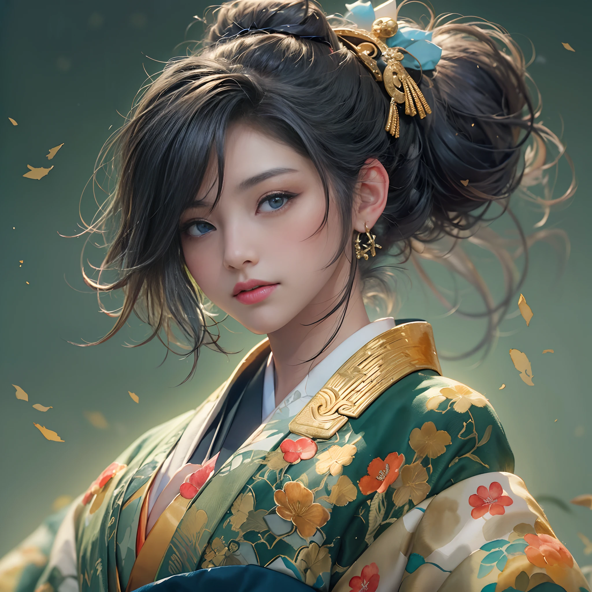 watching at viewers、Background with((The ancient capital of Japan:1.2)And the moon、((dense background))、(Colorful:0.8),,(Solo:1.2), (Ink splashing),(splashes of colour),((watercolor paiting))),BREAK {{{Luxury kimono(Colorful kimono(Detailed golden embroidery,))}}}、face perfect,Depict a beautiful and graceful woman of Japan。(poneyTail:1.5)、Woman with shiny black hair、perfect hand、Heart in the eye,Large breasts,cleavage between breasts,full body Esbian。 Wallpaper 8K, .Blur the background with a sickle,((masutepiece)), ((Best Quality)),epicd(Lige Fries Photography、sony a7、50 millimeters、pores:1.5、Farbe、ultra-detailliert:1.5、film grains:1.4、hyper realisitic:1.5)、octan render、 ultra realistic lifelike textures、​masterpiece、unrealengine5、the Extremely Detailed CG Unity 8K Wallpapers、Madly detailed photo、Ultra-realistic light、(Pulitzer Prize for Best Photography、Taylor Wessing Award for Best Photography)