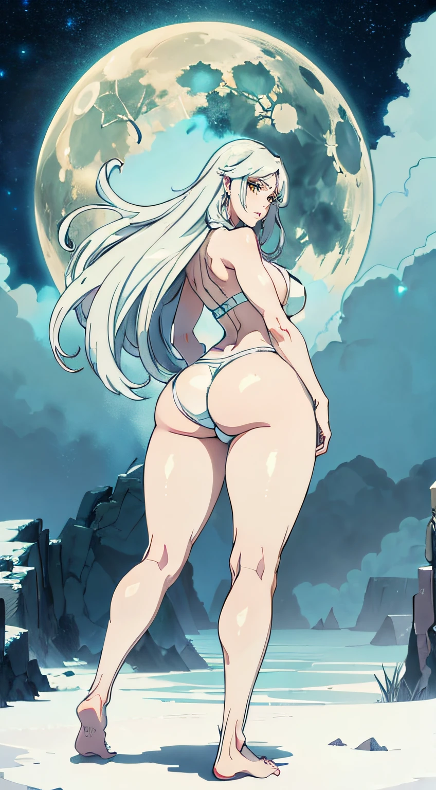 frost dragon ,1 girl ,frost aura ,full body ,sexy ,softy skin ,insanely hot ,wet ,muscle ,SFW ,naked ,big boobs ,big ass,beautiful ,beautiful white long hair ,yellow eyes ,lusty face ,thicc ,sexy clothing ,sexy panties ,sexy pose ,from behind, 8K ,full moon ,masterpiece ,best quality ,ultra-detailed ,detailed background