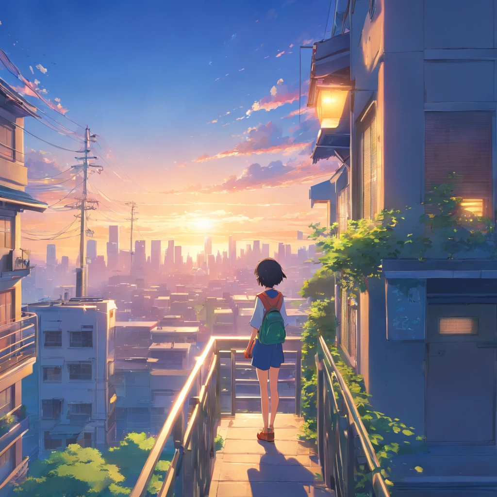octans、天空、optic、landscapes、only child、morning、独奏、plein air、Signature、建筑、云、milkyway、sitting on、The tree、length hair、street、silhuette、A city scape