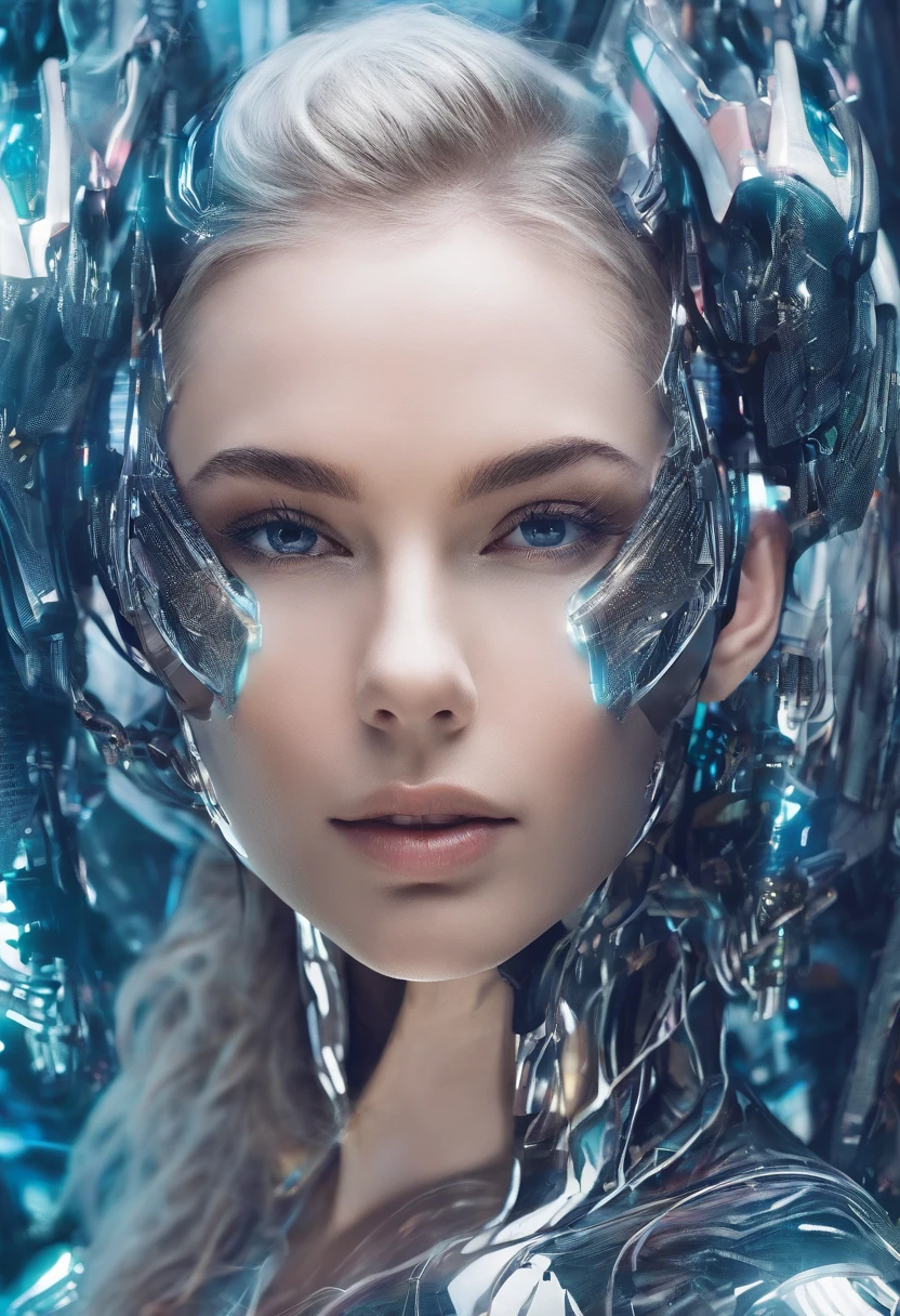 RAW photo of young English woman, color photograph, half body length from waist portrait, ((a realistic photo of a beautiful young 18yo girl)), (Cyber_Girl_V3:0.99), light, ((glowy skin)), looking_at_viewer, (fit body:1.0),  sexy, erotic pose, high ponytail, detailed illustration, masterpiece, high quality, realistic, very detailed face,