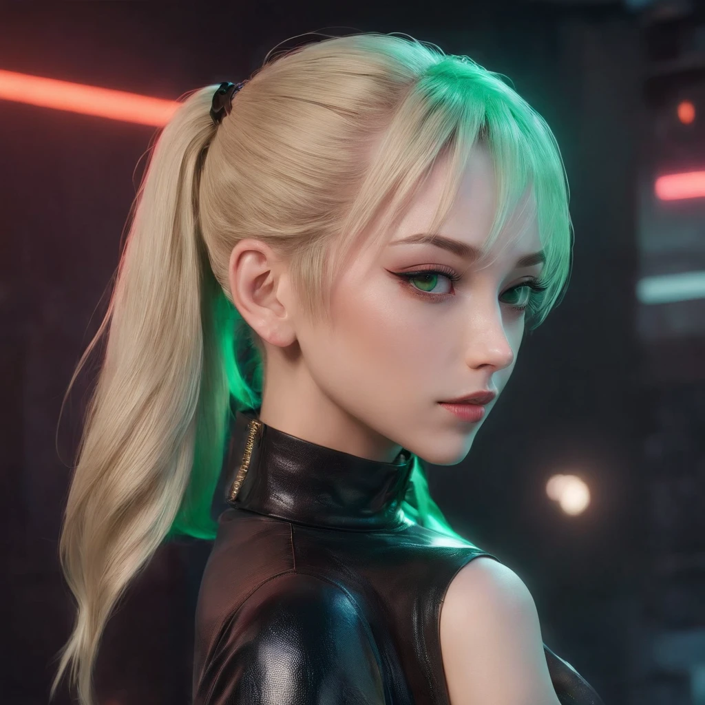 ciri、a picture、Extraordinary Beauty、oval jaw、Delicate features、beautiful countenance、The hair、long bangs、long pony tail、bright blue-green eyes、LDS Art, Having sex, huge tit, sticking out the tongue, Wearing black leather gloves, Cool Beauty