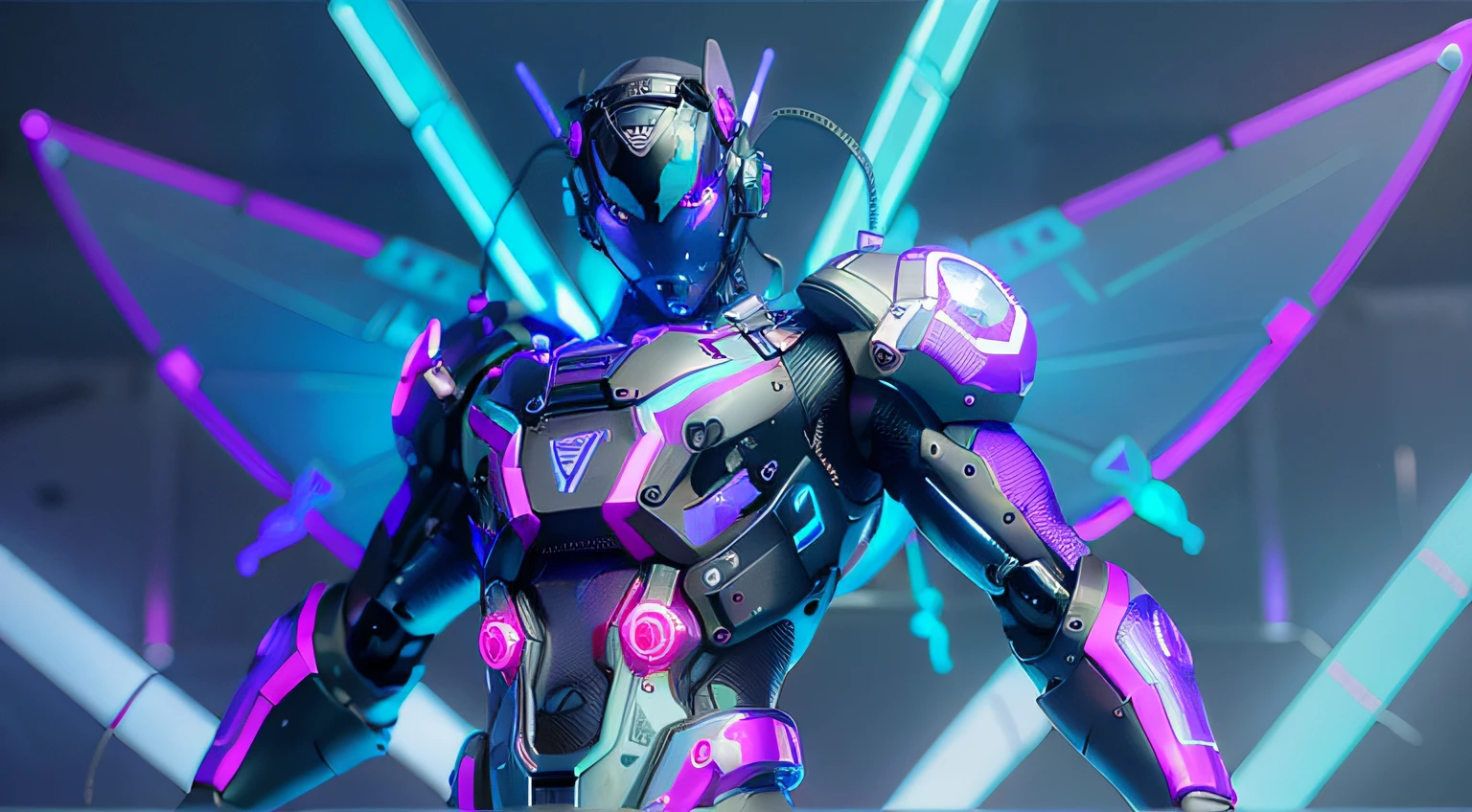 MALE. MAN. MAN. MALE..wings leds, divine paradise. neon blue and Purple butterfly wings leds. heavenly illumination. God. Holy robotic. levitating. Position of god. Deitado na cama. strong, robust and masculine body. fat arms. Position of divinity. Floating. divine statue, pedestal, holy pedestal. levitating. masterpiece, best quality, a close up of a futuristic looking cyborg man with a fantastic cyber helmet head with blue and Purple triangle led lights and a halo, full body, dancing. dance. synthwave ballad. silver pants. wearing a blue and Purple techwear jacket, white church in background. jump, full body, robotic legs. divine statue, pedestal, holy pedestal. neon blue and Purple butterfly wings leds. MASCULINE. MALE MASCULINE. Boy Muscular