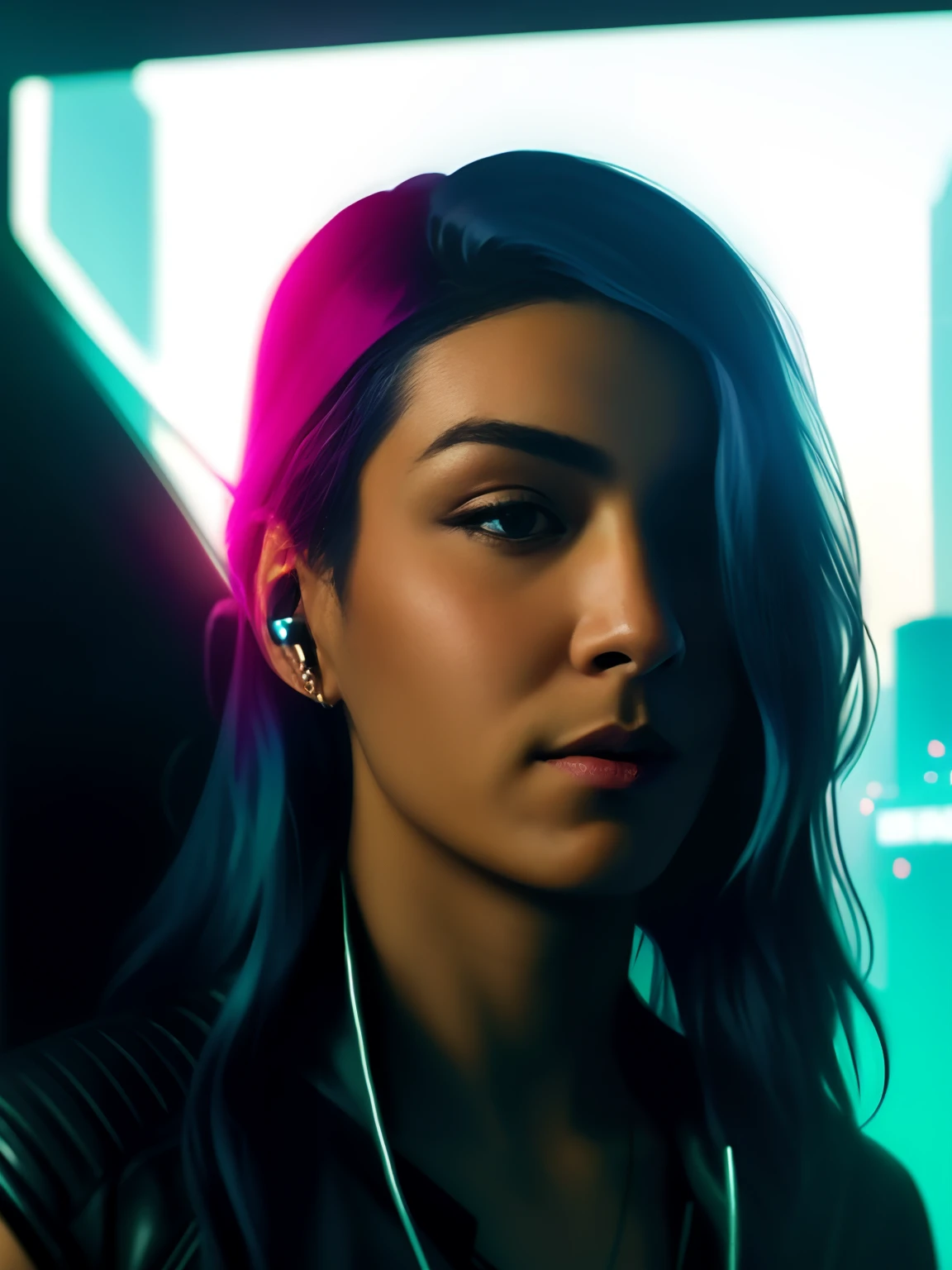 Real face without change , Cyberpunk, bonito, fundo do luar, Regulamento 8K