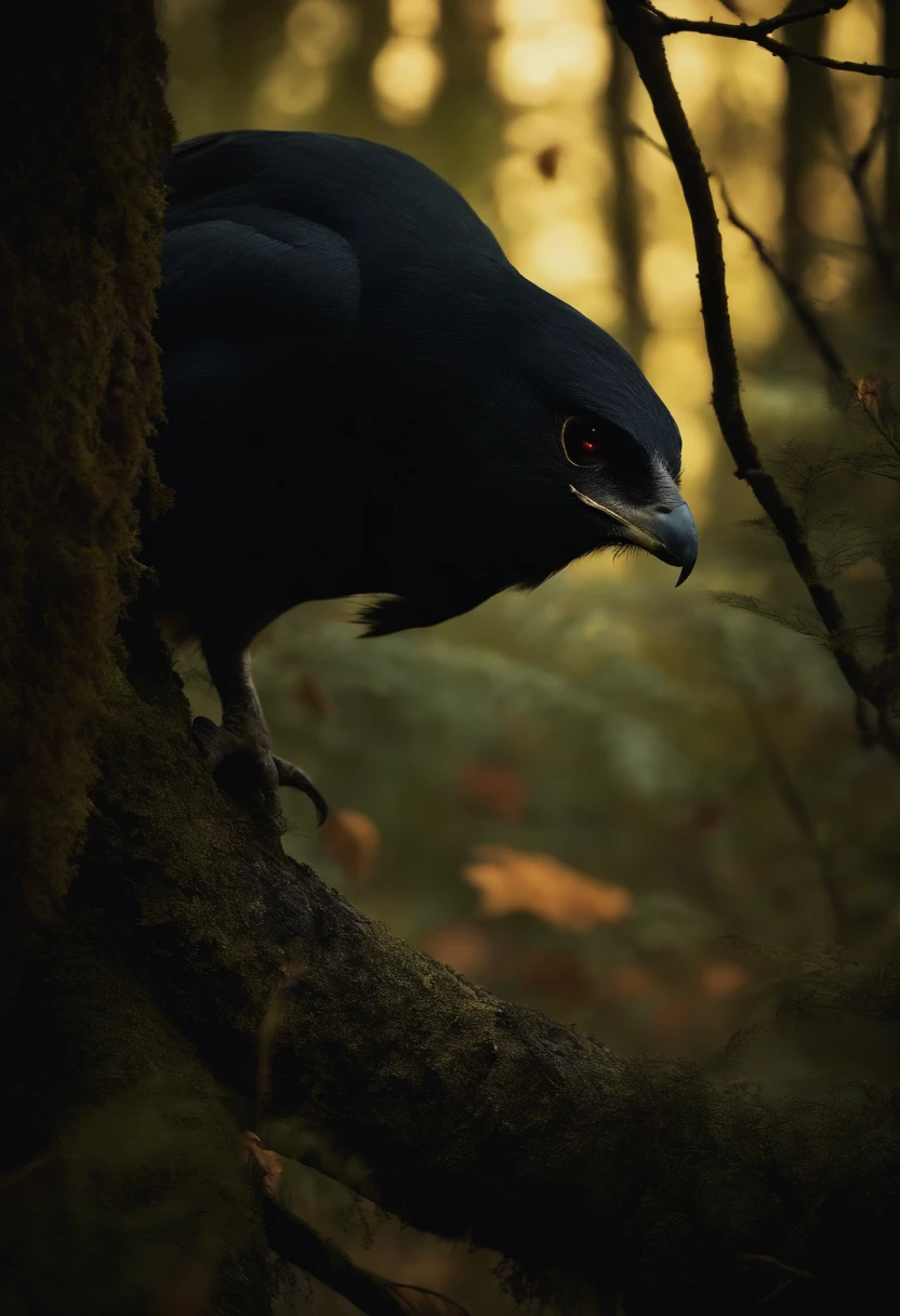 (best quality,highres,masterpiece:1.2),dark and mysterious,witch in a nighttime forest,glowing eyes,flowing cloak,dense trees,ethereal atmosphere,moonlight shining through branches,ominous shadows,silence broken only by rustling leaves,moody color palette,hauntingly beautiful scenery,enchanted forest flora and fauna,creatures lurking in the shadows,whispering winds,otherworldly presence