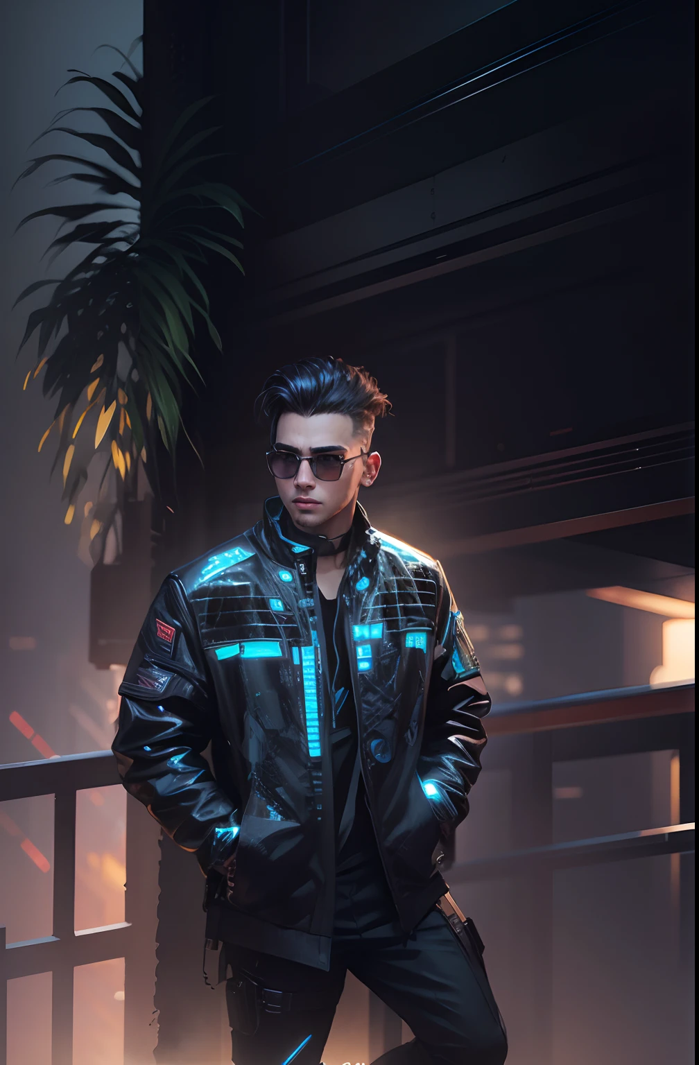 Change background cyberpunk handsome boy, realistic face, 8k. ultra realistic,