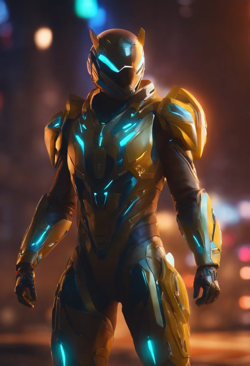future heroes in fururistic suit,neon glowing suits