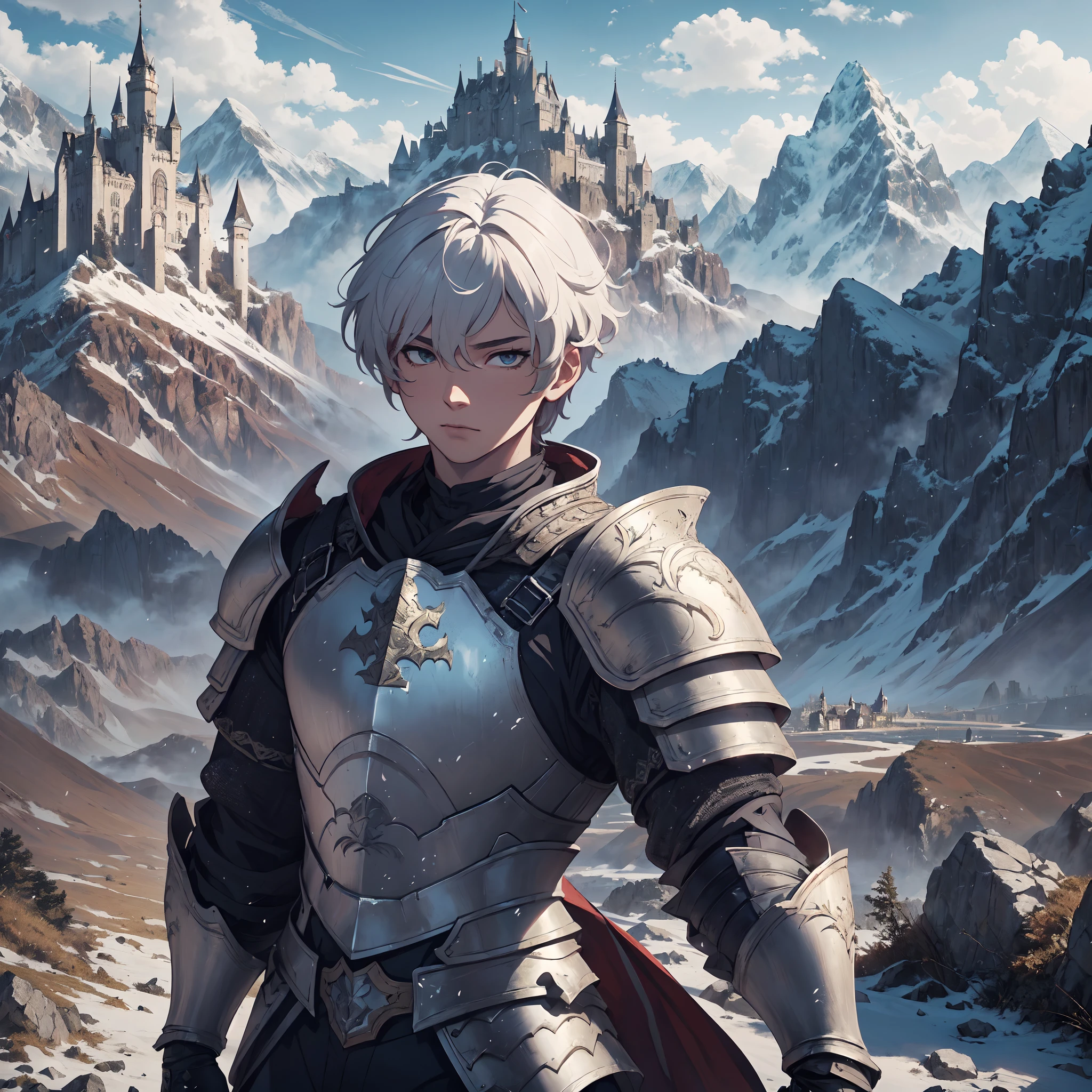 128K Resolution,
Ultra High Definition,
Best Quality,
Hyper Detailed,
Masterpiece,
Anime,
Body Shot,
1 Boy,
Handsome,
Hyper Detailed Short Hair,
(((Hyper Detailed Armor Plates))),
(((Hyper Detailed Undershirt))),
(((Hyper Detailed Baron Armor))),
(((Mountain Castle Background Scenery))),