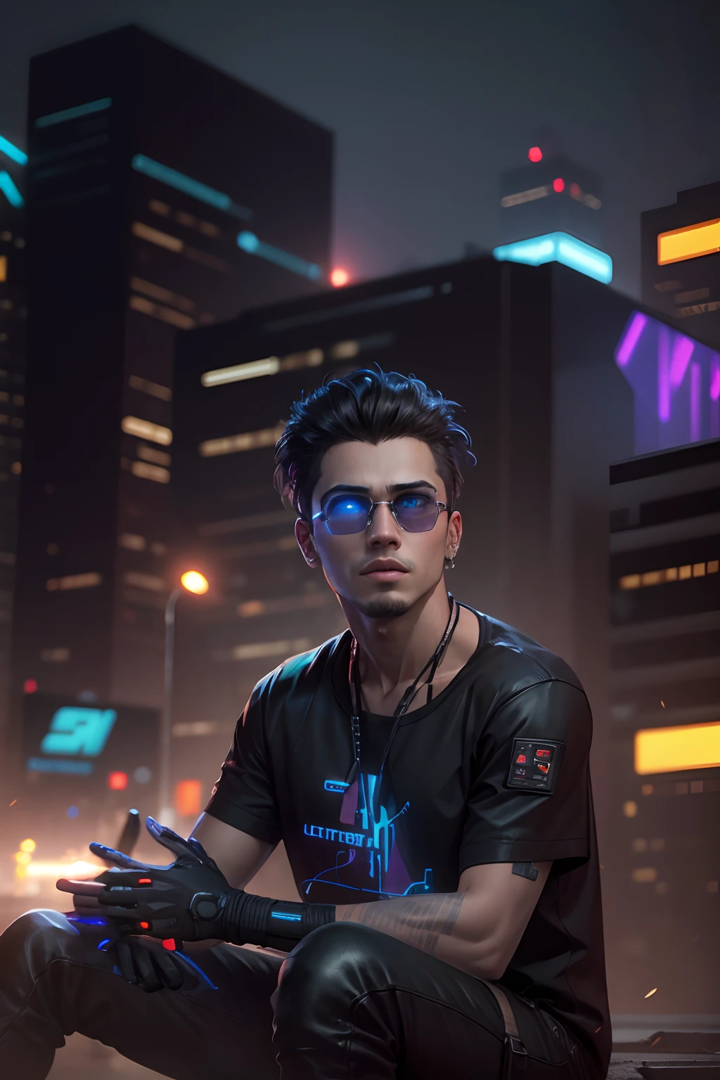 Change background cyberpunk handsome boy, realistic face, 8k, ultra realistic