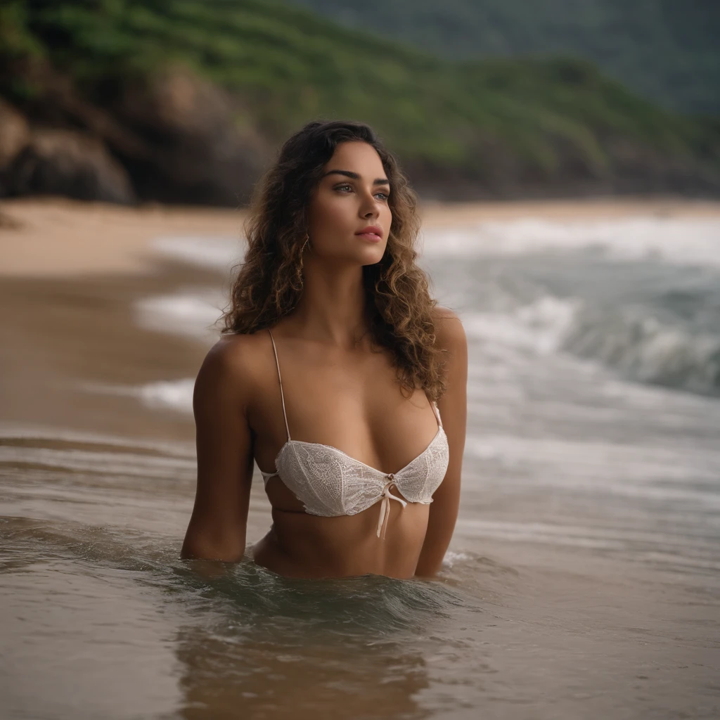 Menina, 18 anos, transparent bath outlet, praia do Sancho, em, Fernando de Noronha, sexy, sensual, seios pequenos, pubic hair, deitado na areia, pernas abertas, grande , large swollen and red lips, lubrificados, escorrendo,