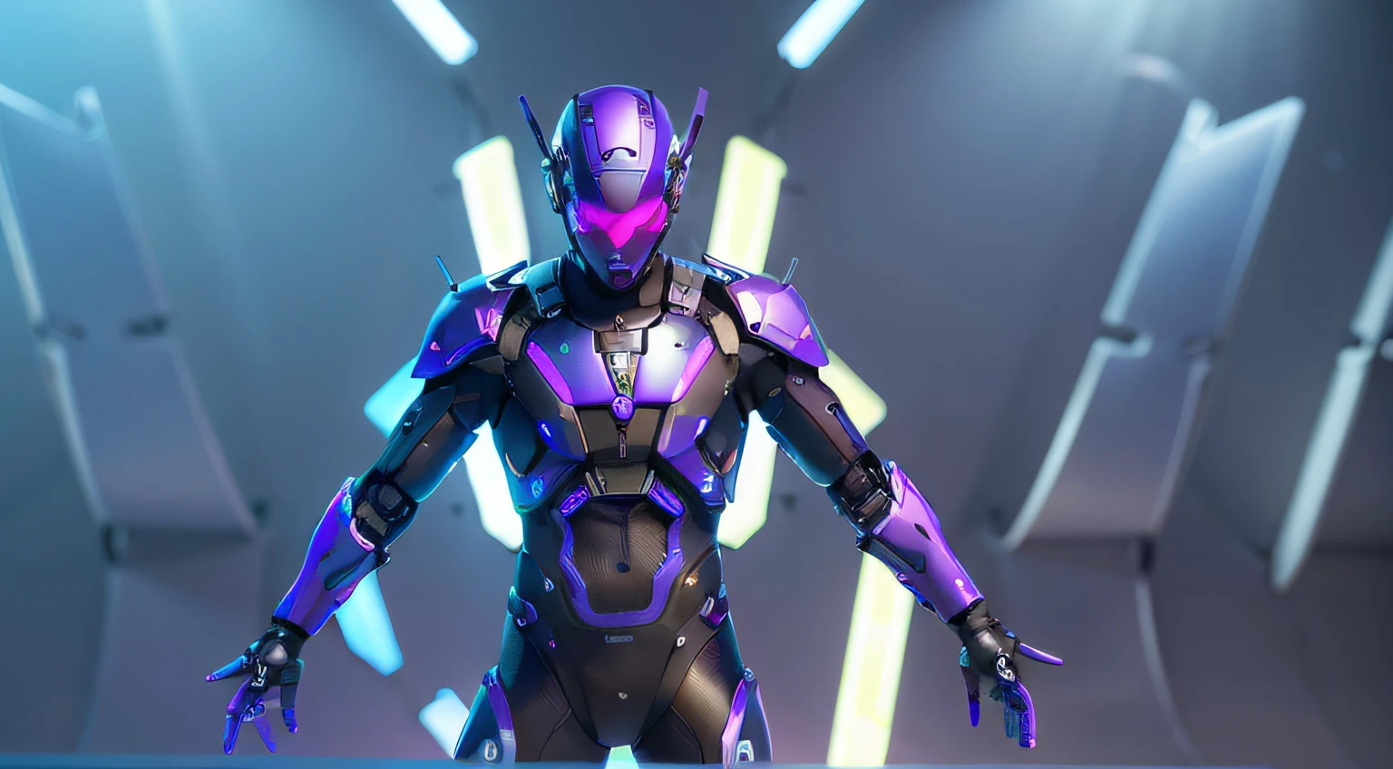 MALE. MAN. MAN. MALE..wings leds, divine paradise. neon blue and Purple butterfly wings leds. heavenly illumination. God. Holy robotic. levitating. Position of god. Deitado na cama. strong, robust and masculine body. fat arms. Position of divinity. Floating. divine statue, pedestal, holy pedestal. levitating. masterpiece, best quality, a close up of a futuristic looking cyborg man with a fantastic cyber helmet head with blue and Purple triangle led lights and a halo, full body, dancing. dance. synthwave ballad. silver pants. wearing a blue and Purple techwear jacket, white church in background. jump, full body, robotic legs. divine statue, pedestal, holy pedestal. neon blue and Purple butterfly wings leds. MASCULINE. MALE MASCULINE. Boy Muscular