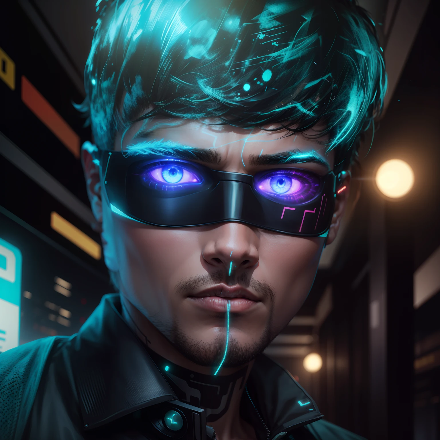 Cyberpunk bonito menino realista cara,