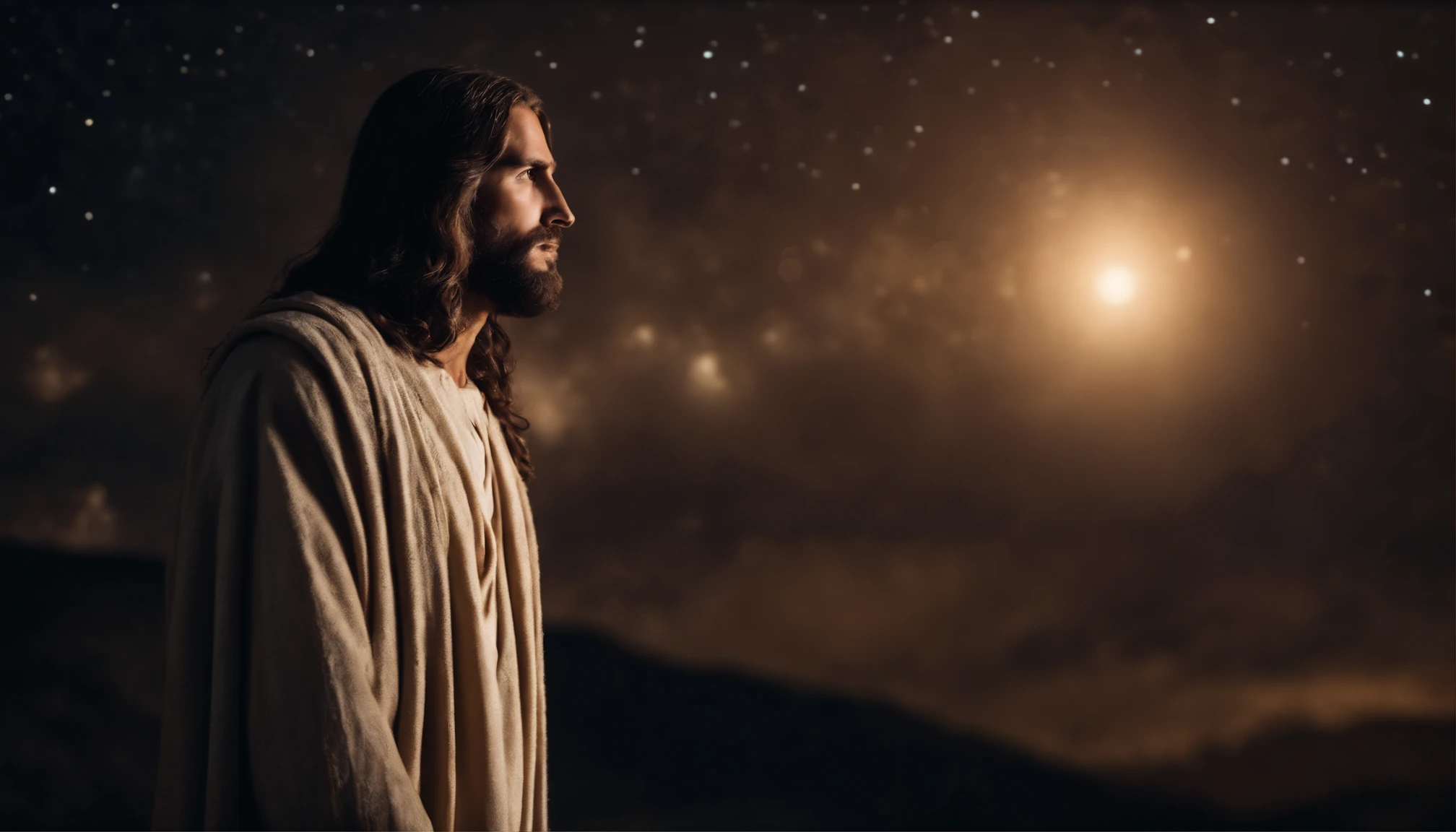 Jesus Christ Looking at the Night Sky
