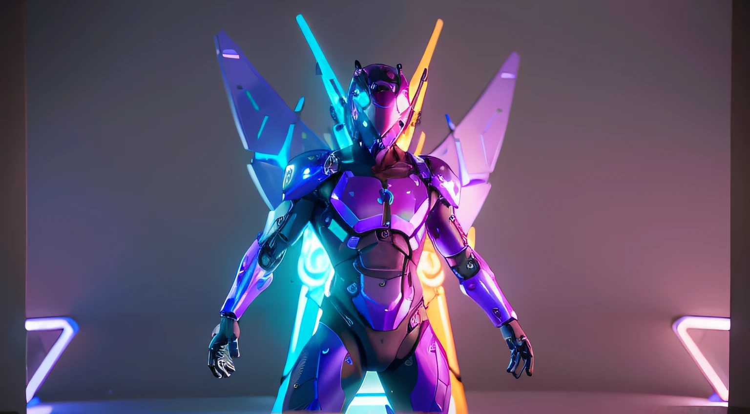MALE. MAN. MAN. MALE..wings leds, divine paradise. neon blue and Purple butterfly wings leds. heavenly illumination. God. Holy robotic. levitating. Position of god. Deitado na cama. strong, robust and masculine body. fat arms. Position of divinity. Floating. divine statue, pedestal, holy pedestal. levitating. masterpiece, best quality, a close up of a futuristic looking cyborg man with a fantastic cyber helmet head with blue and Purple triangle led lights and a halo, full body, dancing. dance. synthwave ballad. silver pants. wearing a blue and Purple techwear jacket, white church in background. jump, full body, robotic legs. divine statue, pedestal, holy pedestal. neon blue and Purple butterfly wings leds. MASCULINE. MALE MASCULINE. Boy Muscular