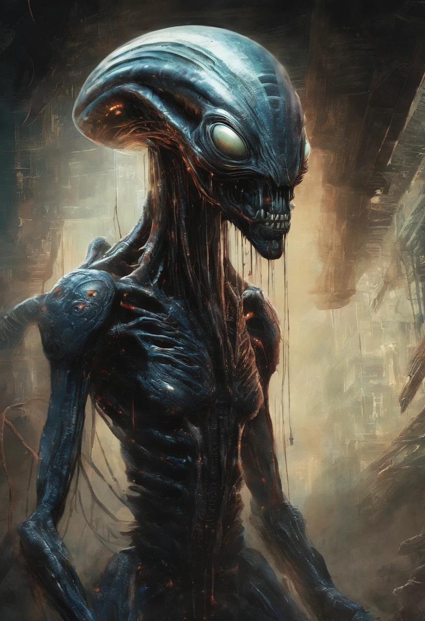 drawing of a creepy looking creature with horns and a skeleton body, one a demon - like creature, one a demon-like creature, anthropomorphic creature, demonic creature, cosmic horror creature, lovecraftian creature, bizarre alien creature, humanoid creature, grotesque large alien, creepy creature, alien creature, nightmare creature, scary creature, lovecraftian monster, BioPunkAI
