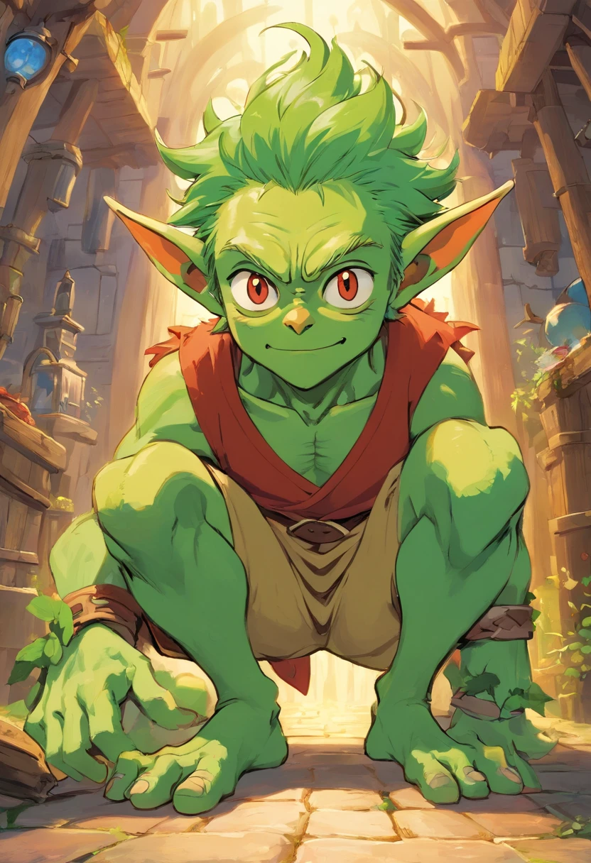 Meio goblin , pele verde, macho, fechar retrato, olhar de fantasia, Personagem de RPG, fantasia medieval, cabelos brancos, olhos vermelhos, 1.90 altura, Muscolar, tiro de meio corpo, Cicatrizes, ((Corte de cabelo Taper + Penteado do homem escovado)), Botas pretas, corpo inteiro ((corpo inteiro)), 20 anos, Corpo Muscolar