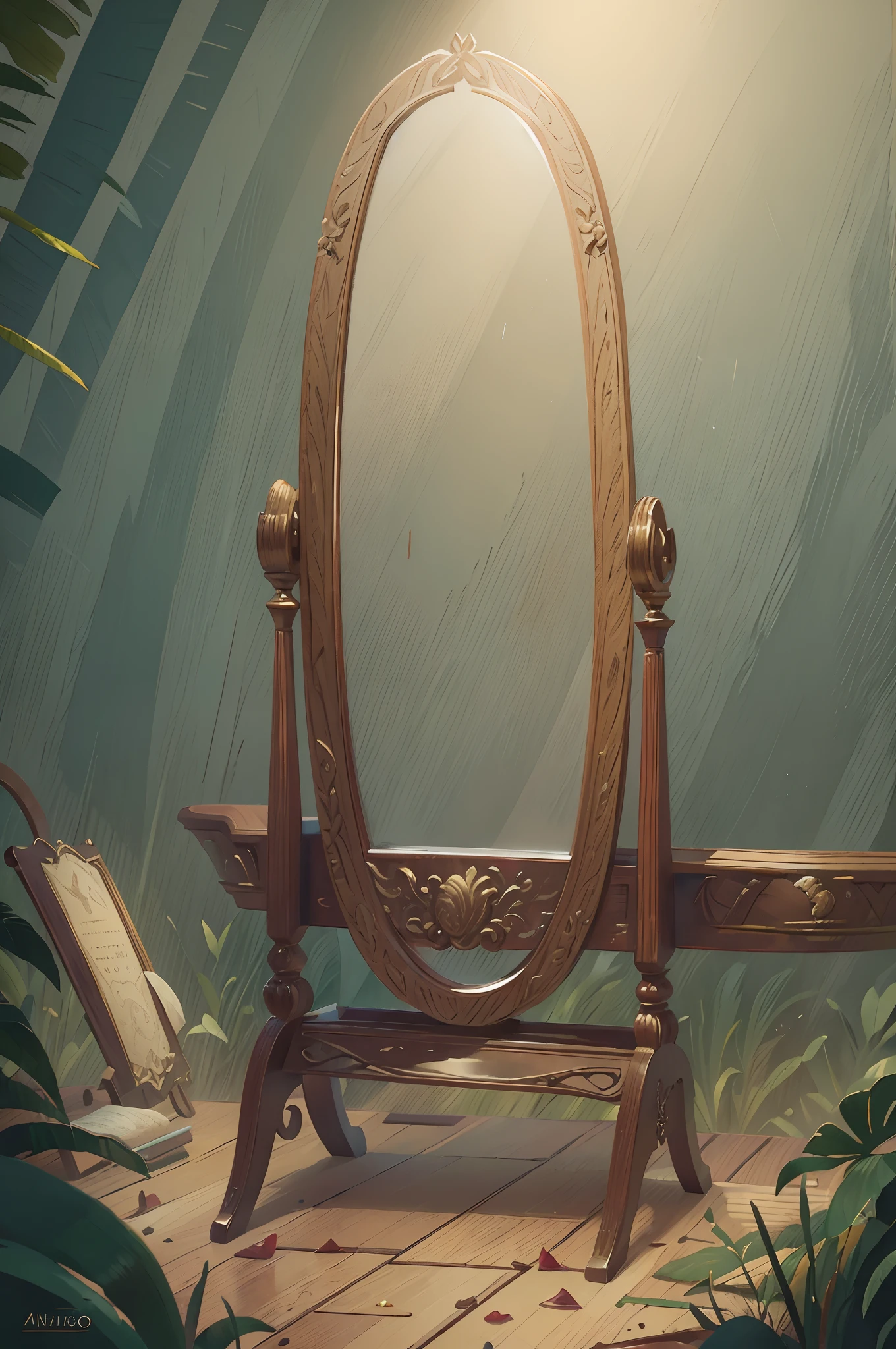 (best quality,highres),(realistic:1.37),(colorful, vivid colors),(studio lighting),(mirror:1.1),large mirror,beautifully decorated,bright light,reflection,illuminated room,spacious interior,detailed frame,ornate carving,expensive materials,frame details,antique mirror,shiny surface,elegant design,ornamental motifs,splendid craftsmanship,gleaming glass,crystal-clear reflection,luxurious room,extravagant decor,glamorous atmosphere,opulent furniture,exquisite upholstery,silk drapes,velvet cushions,marble floor,marble pillars,expansive space,grandeur and elegance,royal ambiance,classical style,antique chandeliers,soft and warm lighting,gentle glow,comfortable seating,elaborate wall art,vintage wallpaper,rich color palette,reflection of a beautiful woman,impeccable style,old-world charm,awe-inspiring beauty,mesmerizing aesthetics,meticulous attention to detail,transcendent experience.