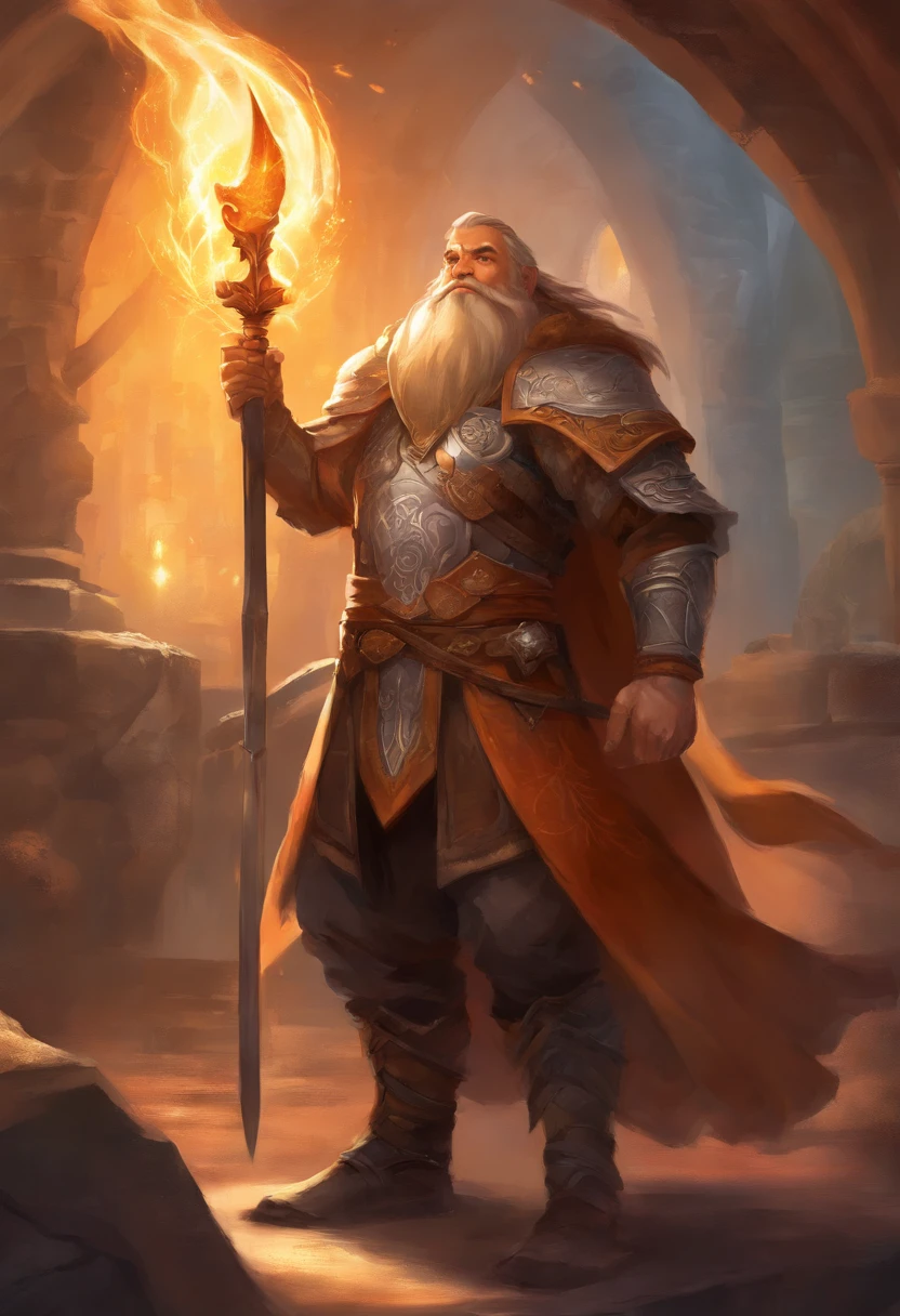 (Best Quality,Realistic,hight resolution:1.2),Dwarf,ember,Fantasy,Anime character,Blacksmith in the background,steel,One dwarf