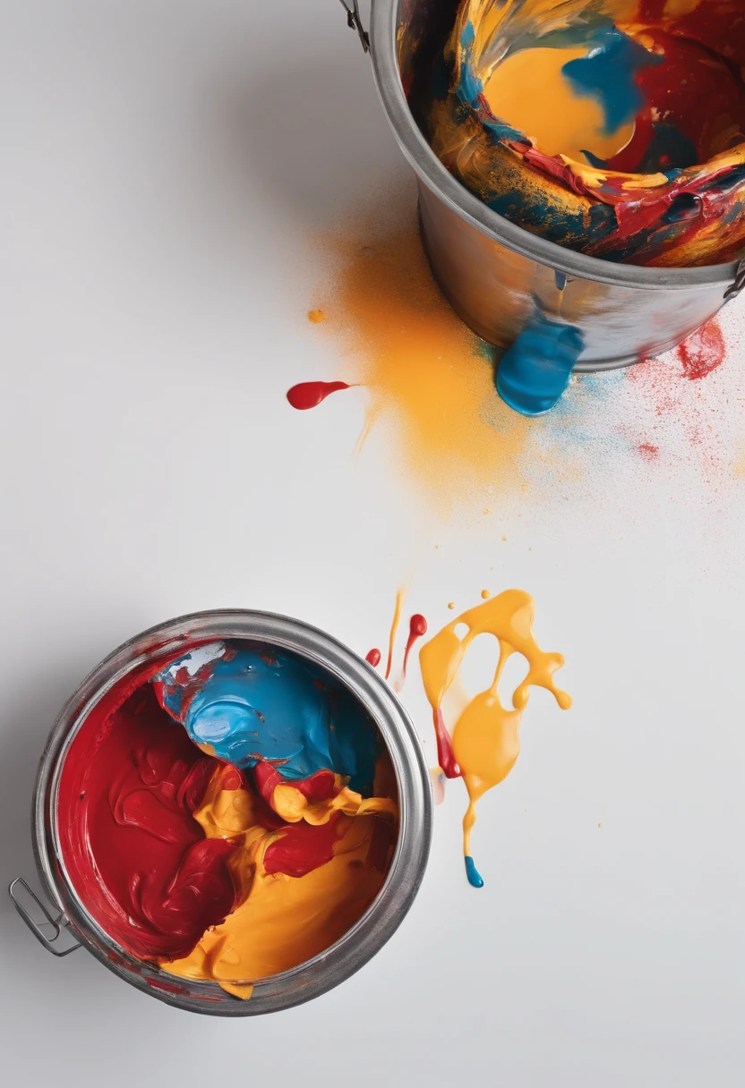 A bucket of paint on a white background