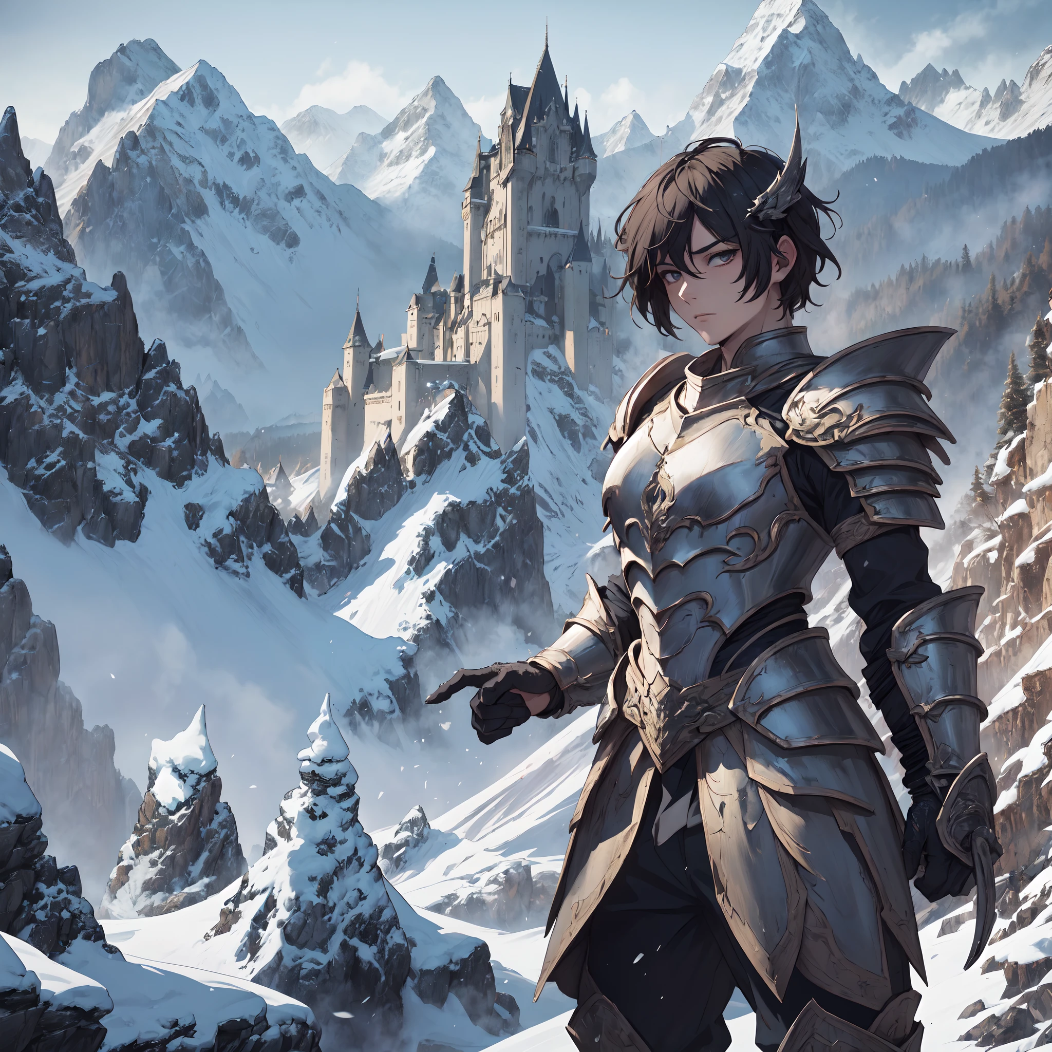 128K Resolution,
Ultra High Definition,
Best Quality,
Hyper Detailed,
Masterpiece,
Anime,
Body Shot,
1 Boy,
Handsome,
Hyper Detailed Short Hair,
(((Hyper Detailed Armor Plates))),
(((Hyper Detailed Undershirt))),
(((Hyper Detailed Baron Armor))),
(((Mountain Castle Background Scenery))),