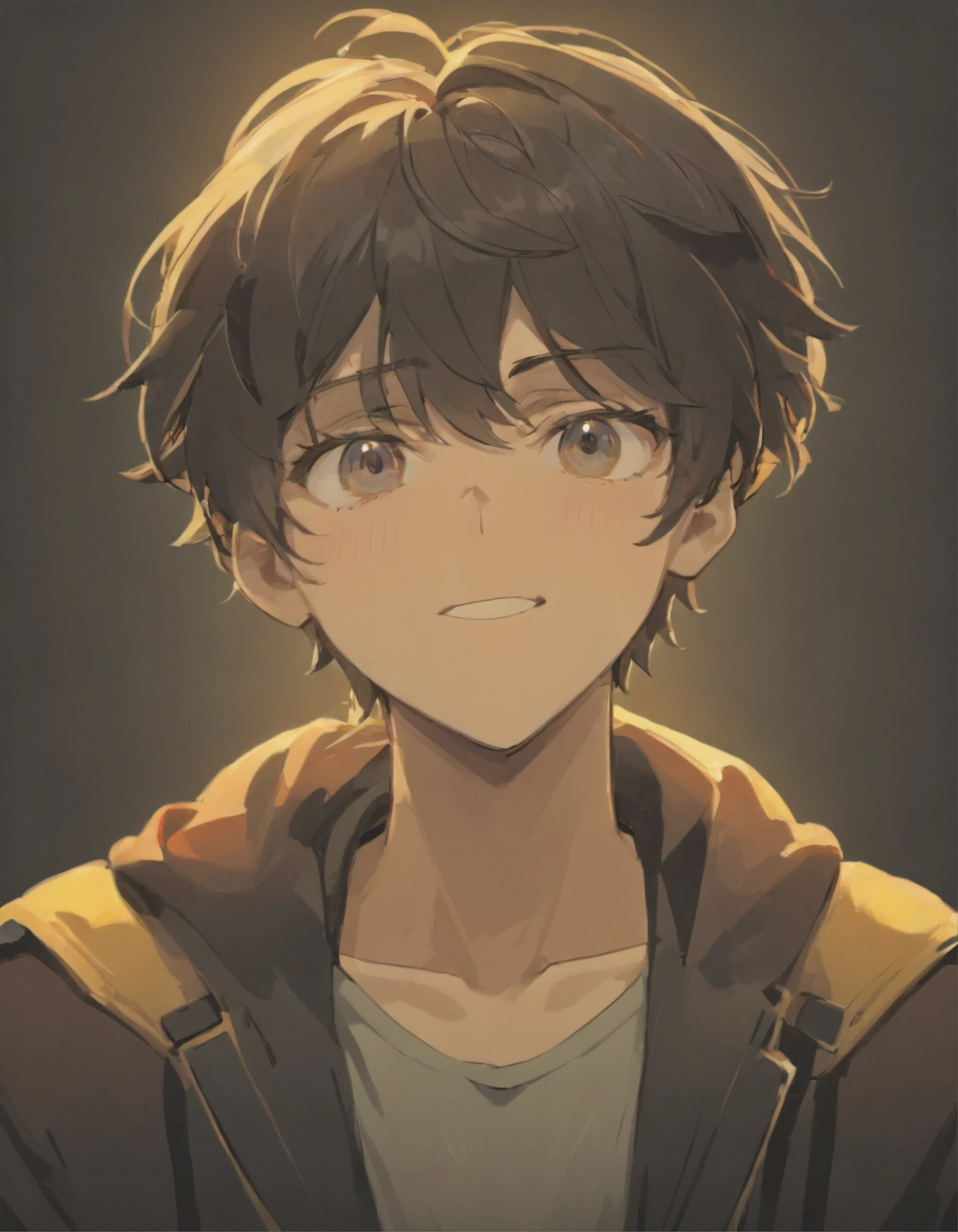A detailed photograph of man , energetic, charismatic, and relatable character who radiates positivity. They have a warm and approachable demeanour looking directly at the camera, standing straight, hands relaxed, square jaws, masculine face, wrinkles, buff looking, wearing a beautiful casual , detailed clothing texture realistic skin texture, black background, sharp focus, front view, waist up shot, high contrast, strong backlighting, action film dark colour lut, cinematic luts