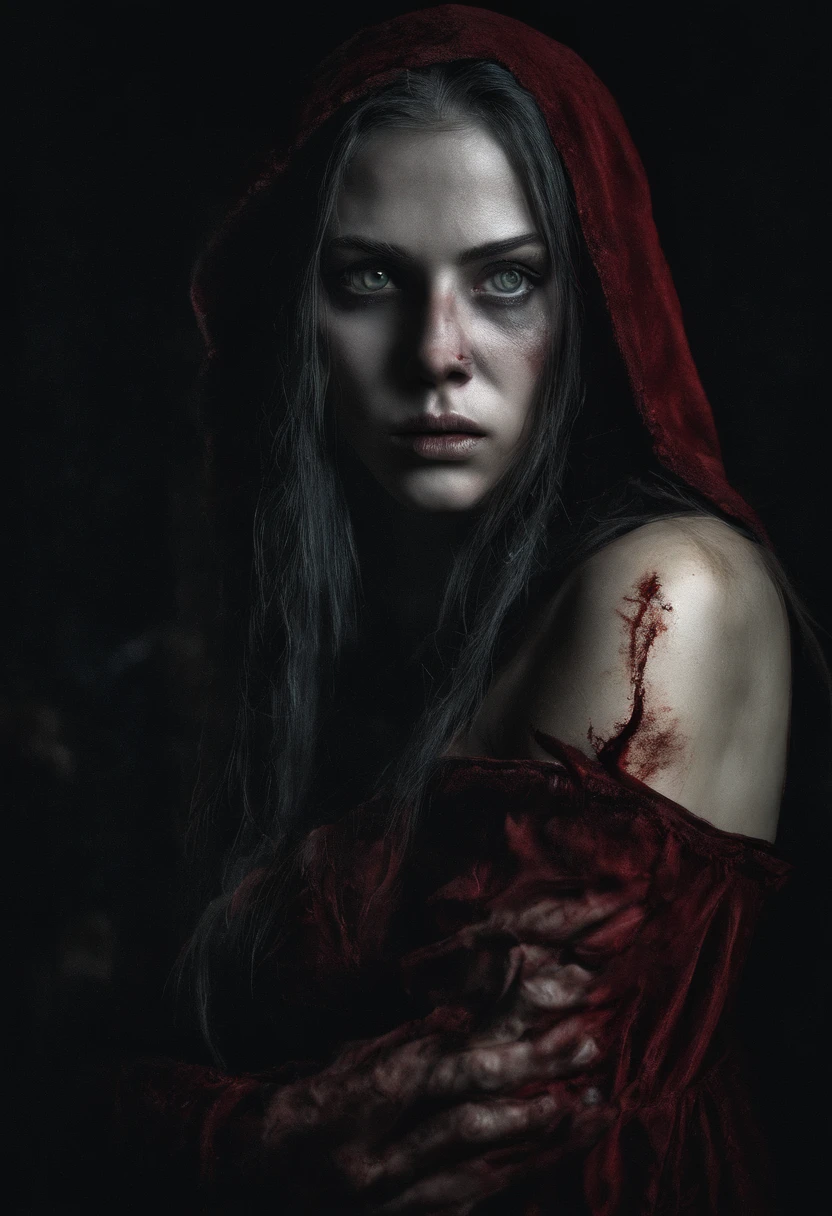 (((A deep red wound streaked across her left cheek))) Fair complexion, A woman around 19 years old, Natural gray hair, Unique green eyes, Wear Cole, Slender and graceful, ,Candlelight in a medieval setting, super sharp focus, realistic lens, Medieval women's clothing, Four colors (Scar:1.4)