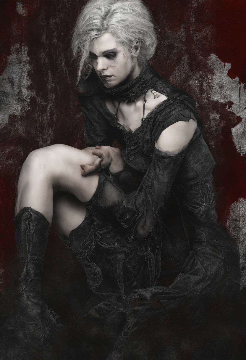 (((A deep red wound streaked across her left cheek))) Fair complexion, A woman around 19 years old, Natural gray hair, Unique green eyes, Wear Cole, Slender and graceful, ,Candlelight in a medieval setting, super sharp focus, realistic lens, Medieval women's clothing, Four colors (Scar:1.4)