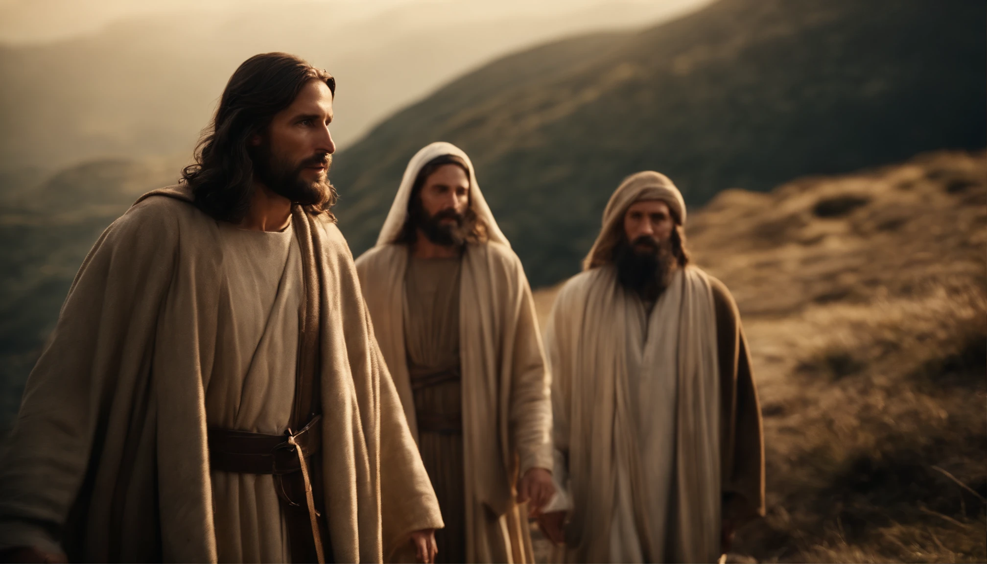 Jesus Christ with his disciples on the mountain