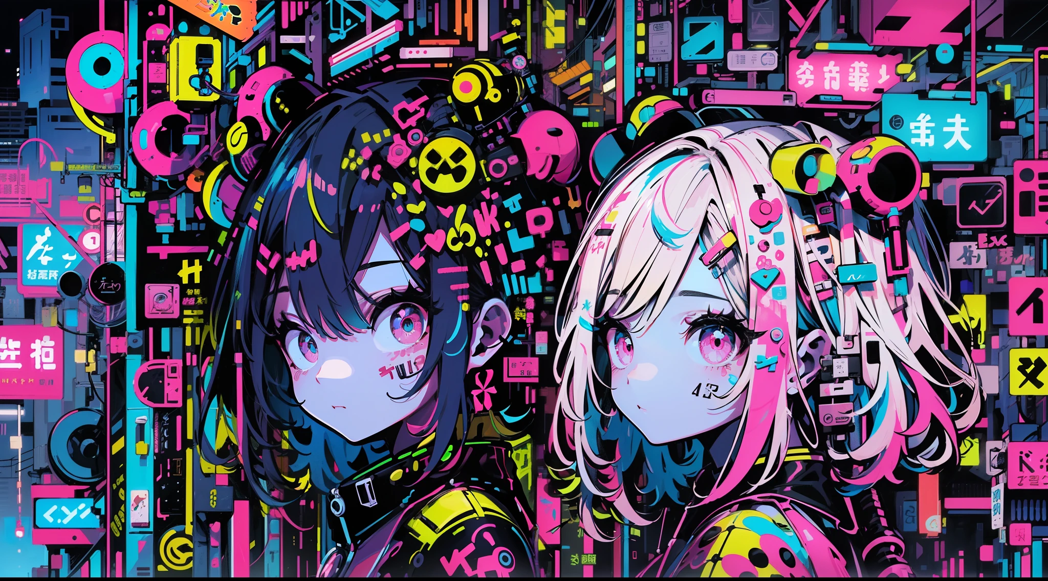 (Masterpiece, Top Quality, Best Quality, Official Art, Beauty & Aesthetics: 1.2), (1 Girl: 1.4), Full Body Shot, ([Pink|Blue] Hair: 1.5), Extreme Detail, (Fractal Art: 1.3), (color: 1.5), highest detail, (mechanical modification: 1.3), (modification: 1.2), maiden, (complex mechanical catheterization back: 1.5), (neon background: 1.4), (neon city: 1.75), night, room, Hong Kong, neon signs in traditional Chinese