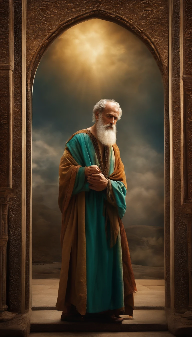 The apostle Paul looked at the screen, Long clothes, religion, Ultra photo realsisim