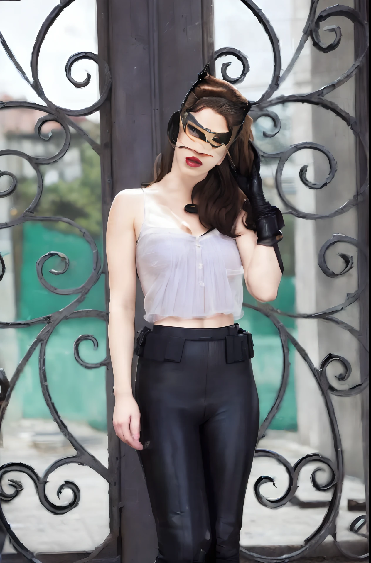 Selina Kyle, urban, road, (Giorno:1.1), (atmospheric lighting),Shot with Arricam LT,