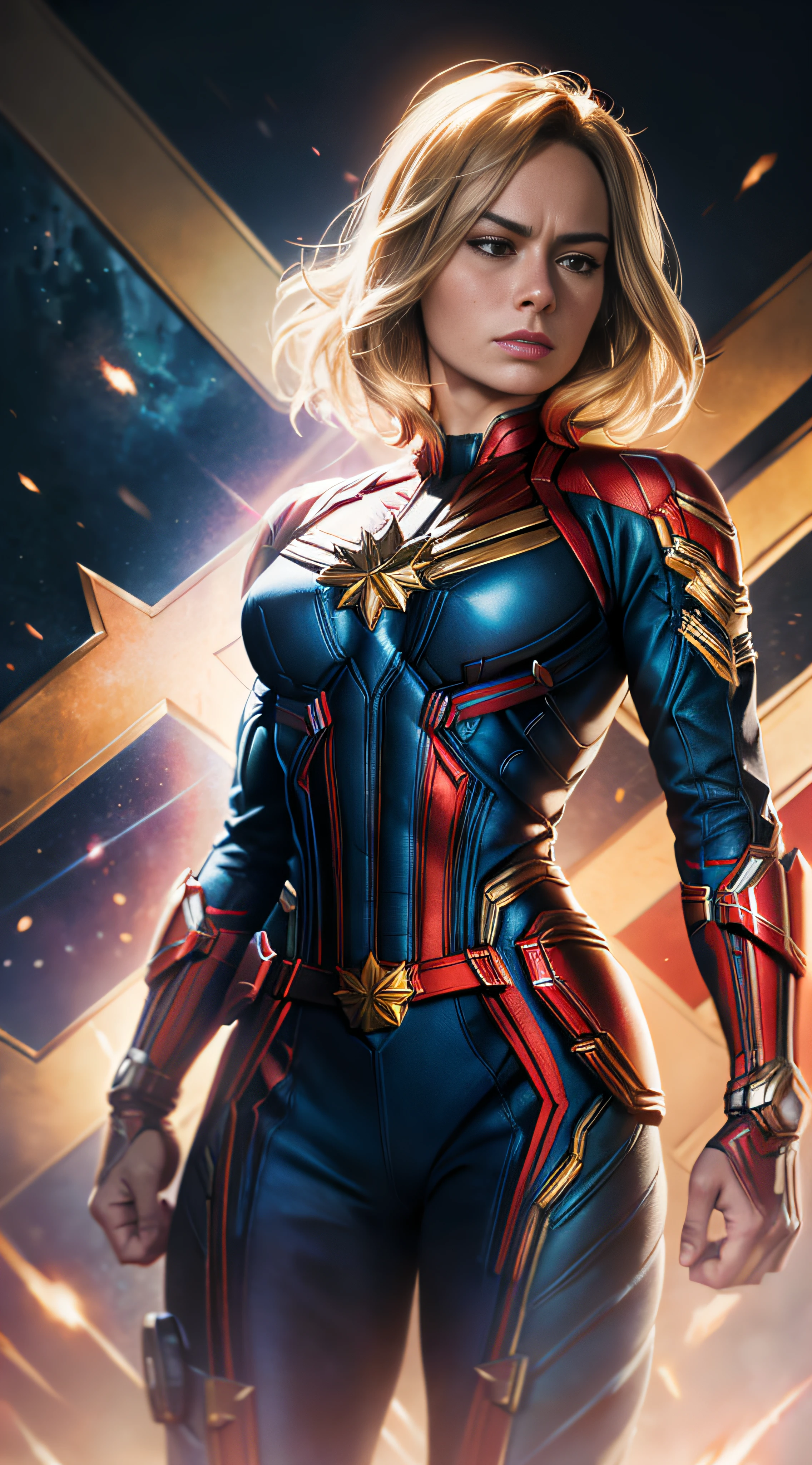 (realistic,hyper-detailed,8k,Marvel comic superhero,CaptainMarvel),