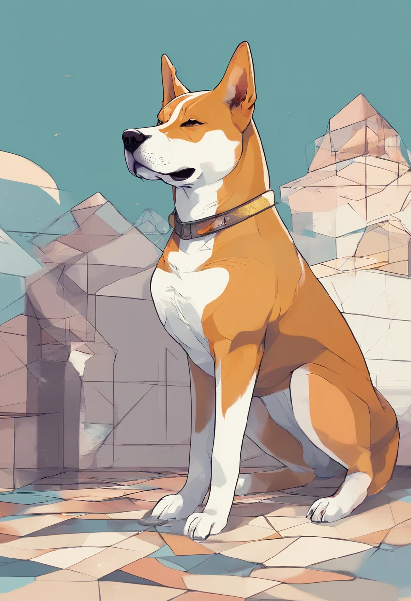 ( Shiba Inu Great Dane ),(Best Pose),(best angle), (Better self-expression), Eduardo Cobra acolchoamento ,multidimensional geometric wall PORTRAIT, art, chibi,yang08k, beutiful, coloration,