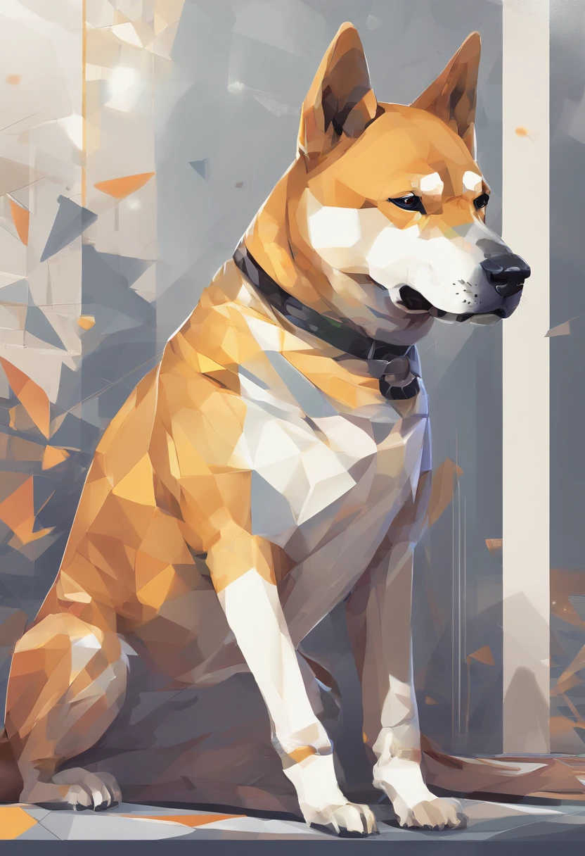 ( Shiba Inu Great Dane ),(Best Pose),(best angle), (Better self-expression), Eduardo Cobra acolchoamento ,multidimensional geometric wall PORTRAIT, art, chibi,yang08k, beutiful, coloration,