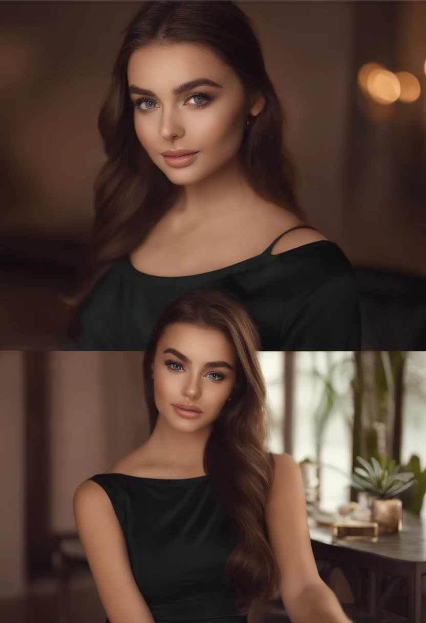 arafed woman fully , girl with brown eyes, ultra realistic, meticulously detailed, portrait sophie mudd, brown hair and large eyes, selfie of a young woman, dubai eyes, violet myers, without makeup, natural makeup, looking directly at the camera, face with artgram, subtle makeup,