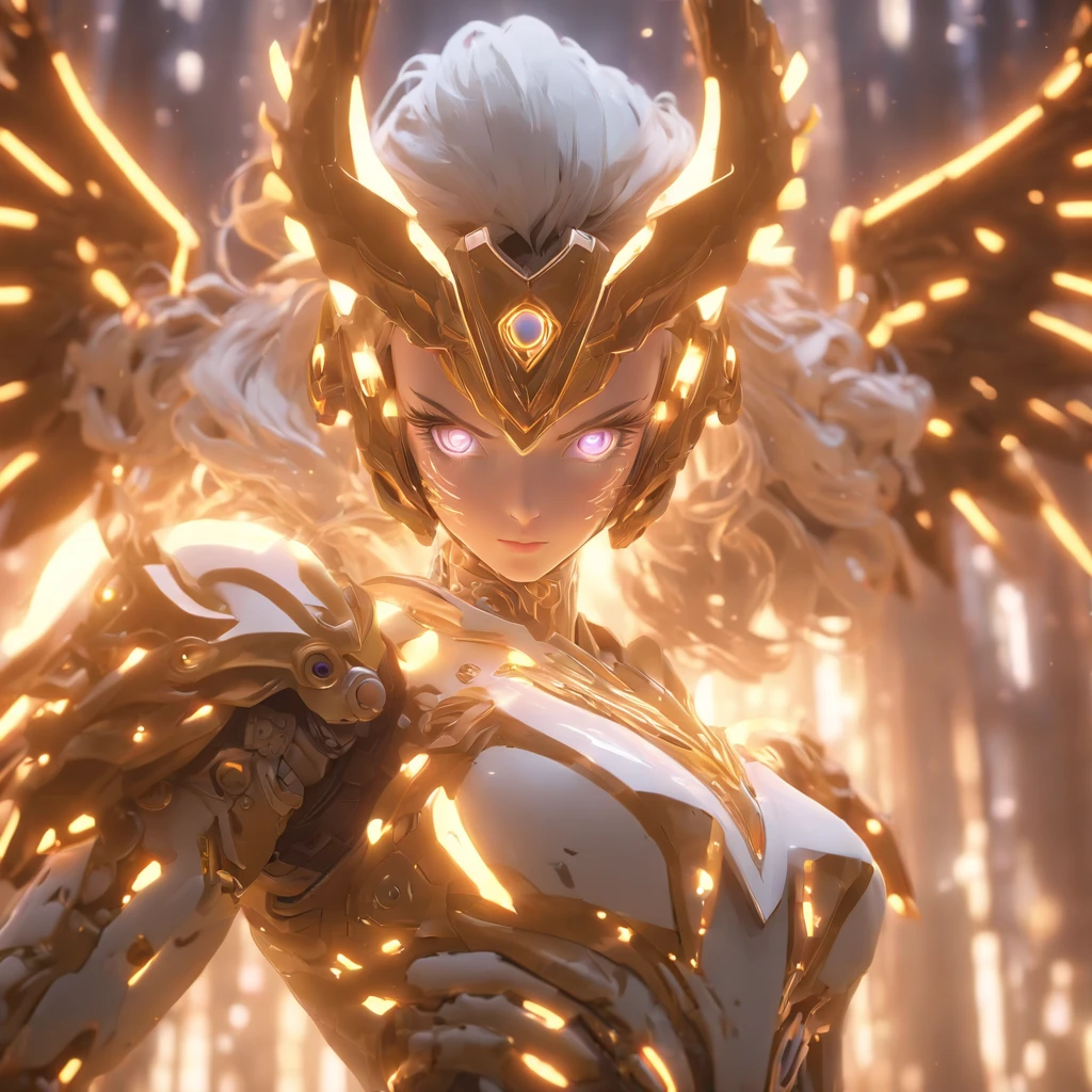 (Cowboy shot:1.2),(Wide Angle Shot), (Long Shot:1.3), (Intricate details:1.4), (Masterpiece) , ((Anime Robot, Beautiful Golem, ((White Skin)), Angel, 1girl, Magic)), (Perfect Aesthetic Eyes:1.3) , (Detailed Eyes) , (Halo:1.2) , (Elden ring:1.3), (Mechanical Wings), (Wings:1.3), Glowing, Twintails Hair, Multicolored Hair, (Perfect Hands:1.1), (Anatomically Correct Body:1.4), (Perfect Face), Majestic Guardian Knight | Ultra Detailed Robotic Armor | Cinematic Lighting | Intricate filigree metal design | 16k | Unreal Engine 5 | Octane Render | 3d, (anatomically correct :1.4), (In the Holographics Hyperspace Metaverse 50mm, Ultra Detailed, Fantasy Background, Blush, Solo), (Fighting Stance:1.3), (Magic circle:1.3), Lightning Effect, (Ray Tracing), Show Your Ability A.I., (Glowing Eyes) , (Particles Glowing) , 16k Wallpaper, Robot Female,