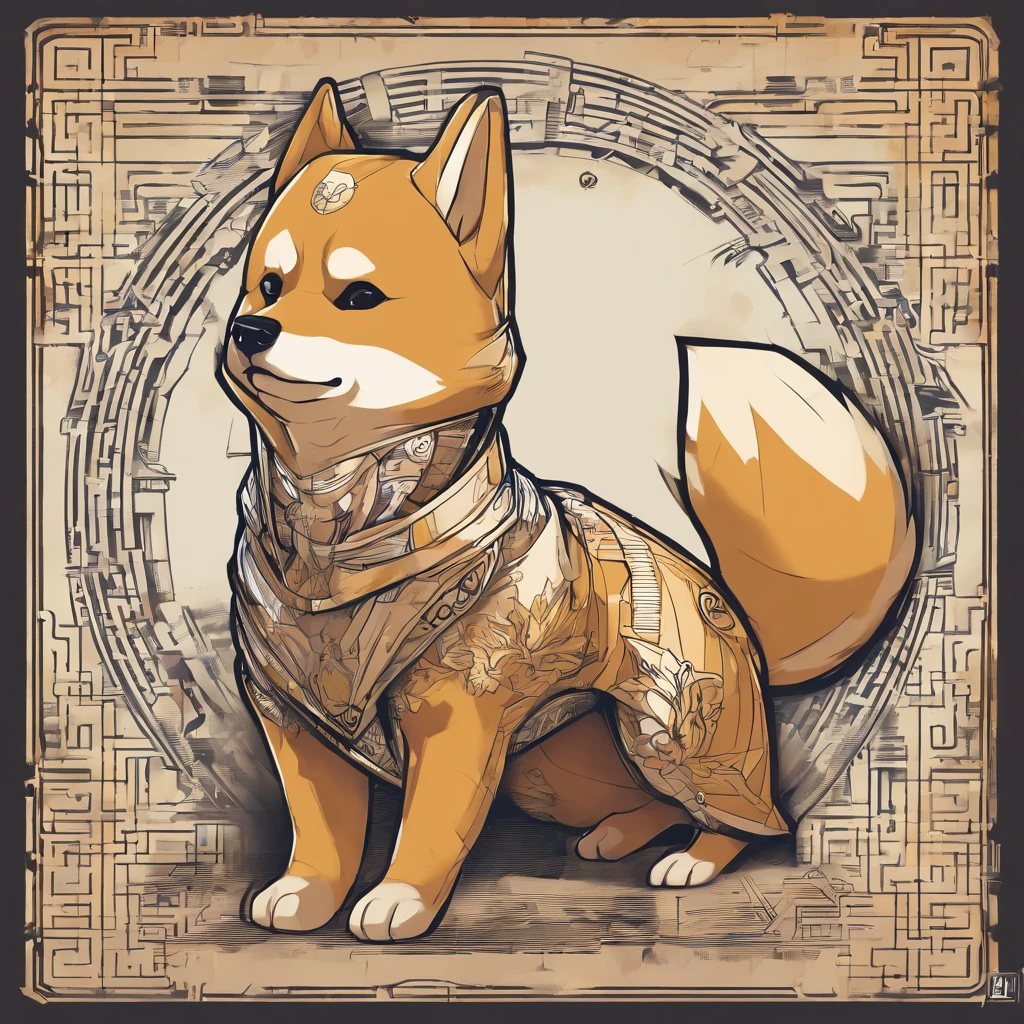 ( shiba inu ),(Best Pose),(best angle), (Better self-expression), Eduardo Cobra acolchoamento ,multidimensional geometric wall PORTRAIT, Art, chibi,yang08k, beutiful, coloration