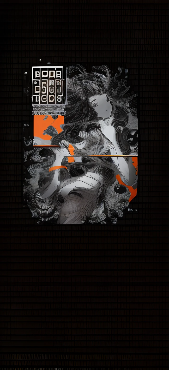 add orange aesthetic anime lines in the black parts