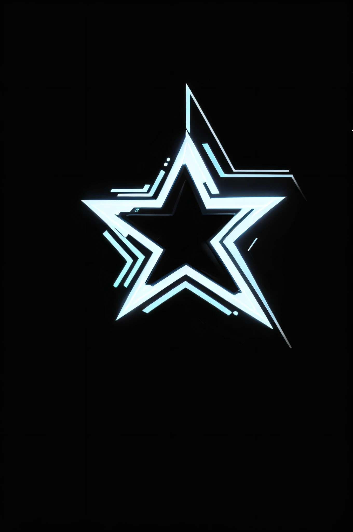 A bright neon silver star 2d, 4k, game logo