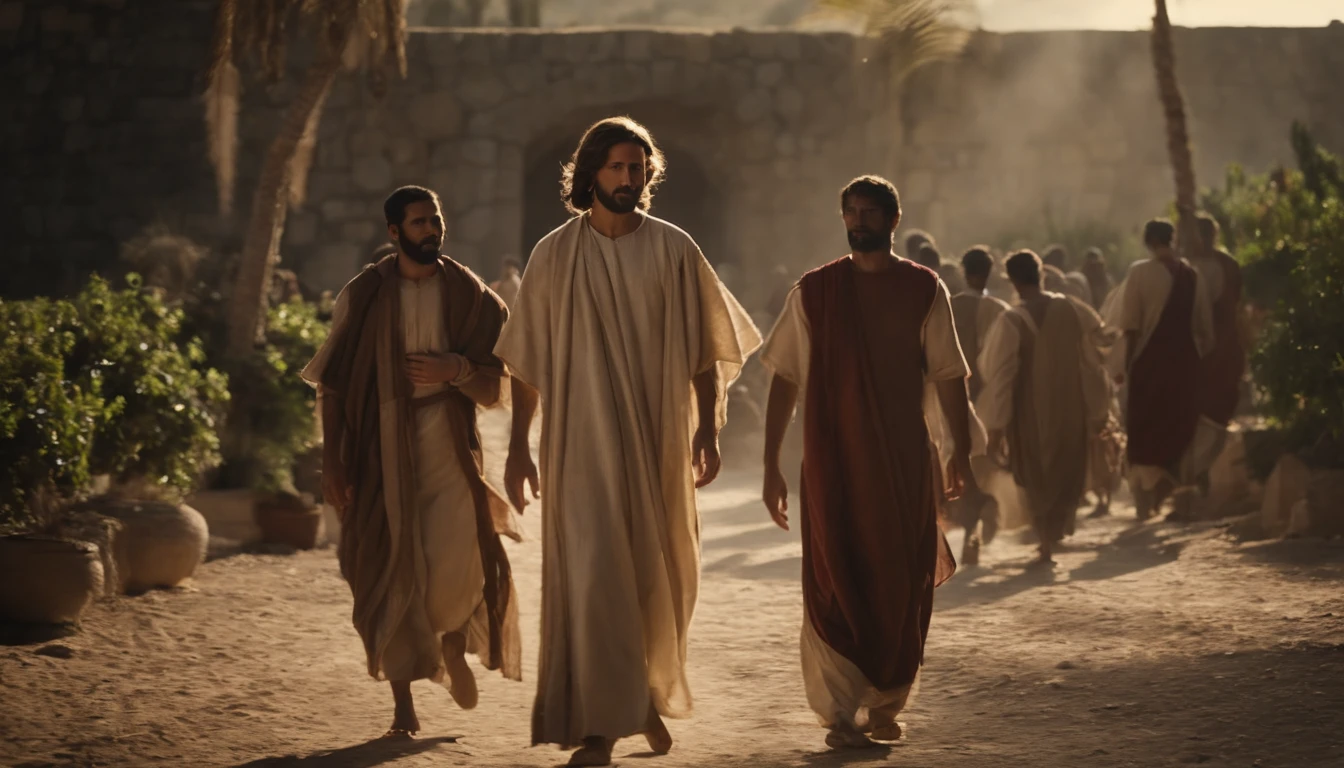 Jesus speaking to the crowd in the city of Bethlehem