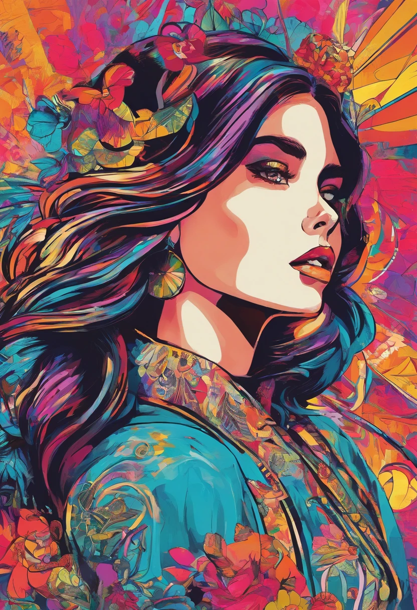 uma pintura Menina inspirada em Morena Baccarin, , trending on art station, Vestido com roupas de moda, detailed hyper-realistic rendering, estilo de rua, pose intimidadora, roupas com moda, samurai urbano, miau, West Slavic features, 8 1 5, Animacoes