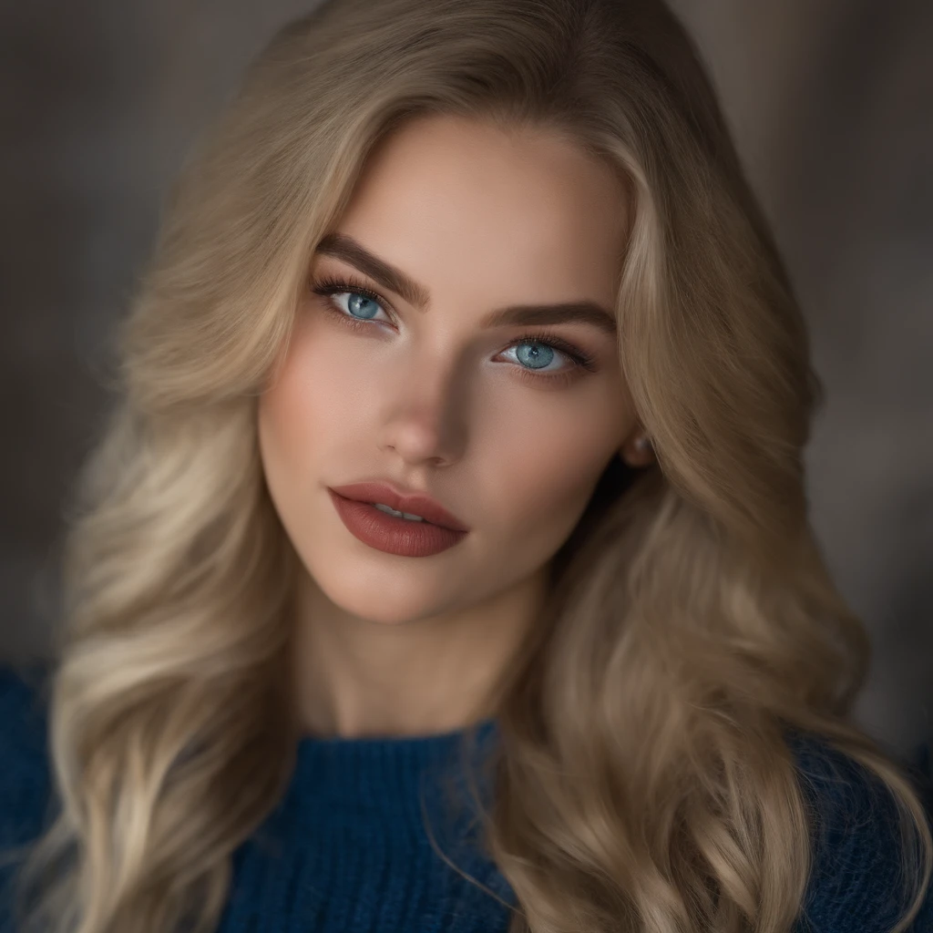 ultra face close up, face up,1Girl 18 years old, nur, Lange Haare, Blick auf den Betrachter, blonde hair, blaue Augen, Schmuck, Halskette, schulterfrei, pullover, lips, realistisch, Nase, Flirten mit der Kamera, close up shot, realism, detailed eyes, skin imperfection, fine small freckles, natural, without reflection and shadow on the face, without glare, ultra high face texture, colours, realism, 8K, natural, big lips, full lips, hyper detailed photo, photorealistic