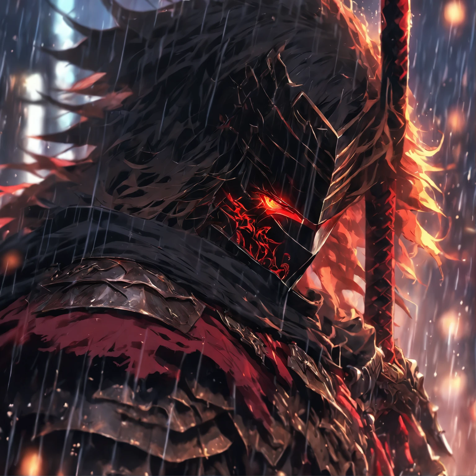 a close up of a person holding a sword in the rain, blood knight, fantasy knight, 8k high quality detailed art, badass anime 8 k, from arknights, evil knight, gothic knight, dark souls art style, arknights, fallen knight, knight armored in red, 4k fantasy art, epic fantasy digital art style, 8k fantasy art