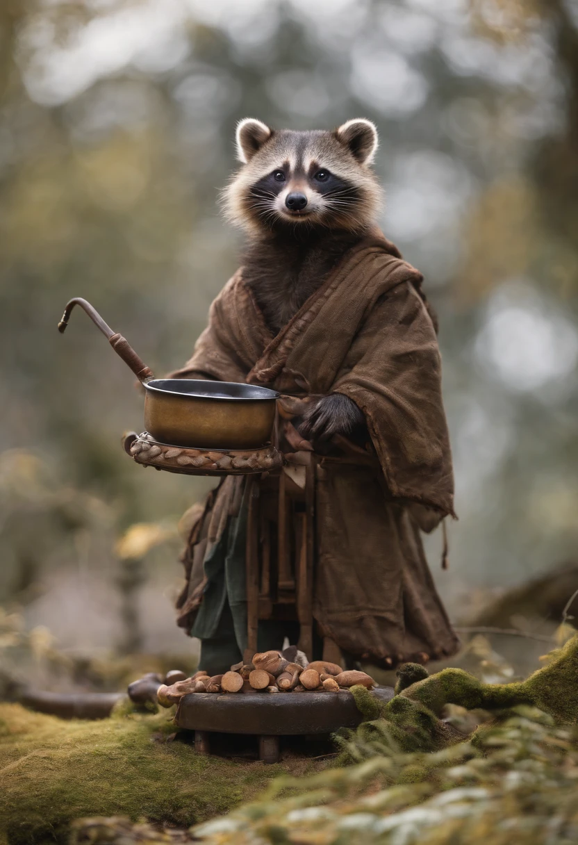 Perfect centering, Bunfuku Chagama,Cute raccoon dog, ((Wear a large cauldron on your back)), Holding a Japanese umbrella,Put on the headphones, cheerfulness, Standing position, Abstract beauty, Centered, Looking at the camera, Facing the camera, Approaching perfection, Dynamic, Highly detailed, Smooth, Sharp Focus, 8K, hight resolution, Illustration,White background