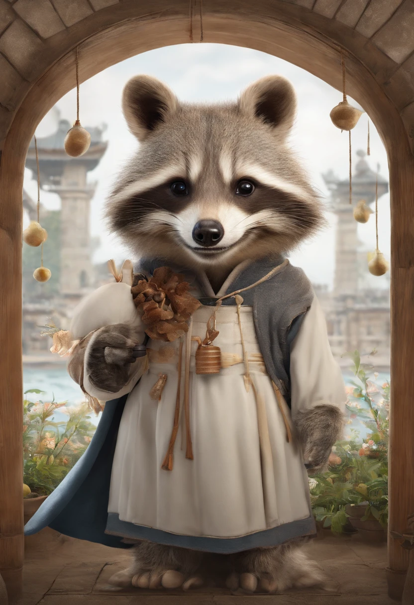 Perfect centering, Bunfuku Chagama,Cute raccoon dog, ((Wear a large cauldron on your back)), Holding a Japanese umbrella,Put on the headphones, cheerfulness, Standing position, Abstract beauty, Centered, Looking at the camera, Facing the camera, Approaching perfection, Dynamic, Highly detailed, Smooth, Sharp Focus, 8K, hight resolution, Illustration,White background