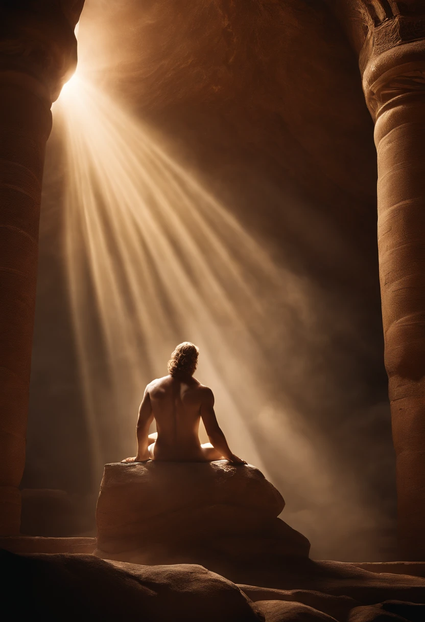 Create a visually stunning illustration depicting the moment of divine creation when God forms Adam from the dust of the earth. In this scene, imagine a celestial ambiance with soft, radiant light emanating from God's hand as He lovingly shapes Adam. The focus should be on the intricate details of Adam's formation, with every contour and feature being meticulously crafted. Portray a sense of awe and reverence, with God's majestic presence and Adam's emergence as the centerpiece of the composition. Convey the profound significance of this act of creation as the foundation of human existence.