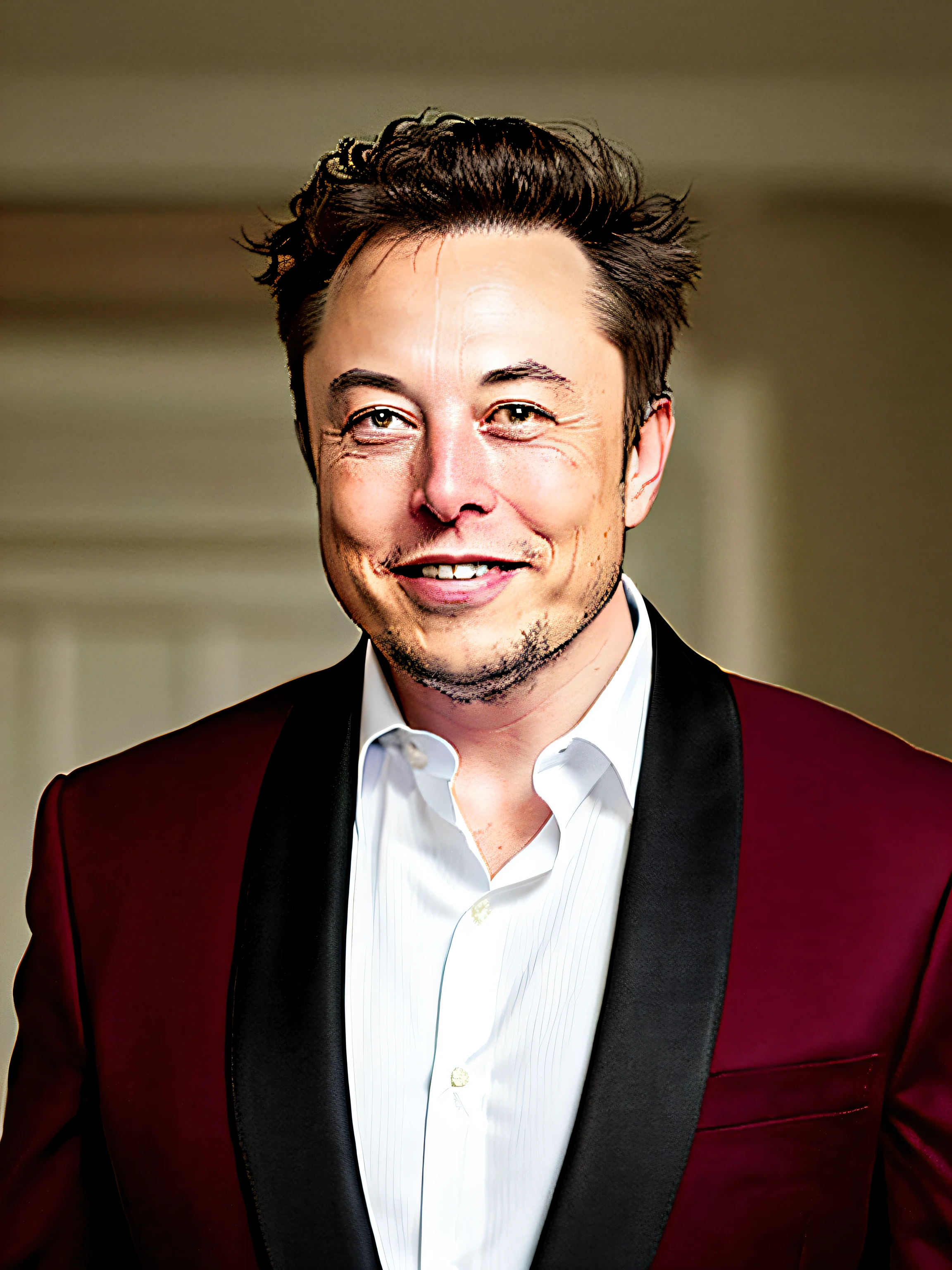 homem de terno e gravata sorrindo para uma foto, Retrato de Elon Musk, anime version