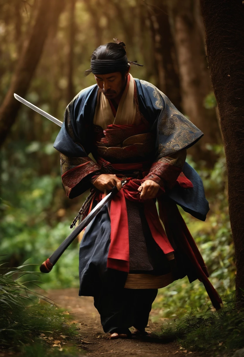 Um Samurai virtuoso, perdido no tempo em um mundo de desordem; where principles, Values and good customs no longer exist and are no longer honors. sad and lonely, Living by Your Moral Code, He follows the walk with his shoulders girded in a deep spiritual depression