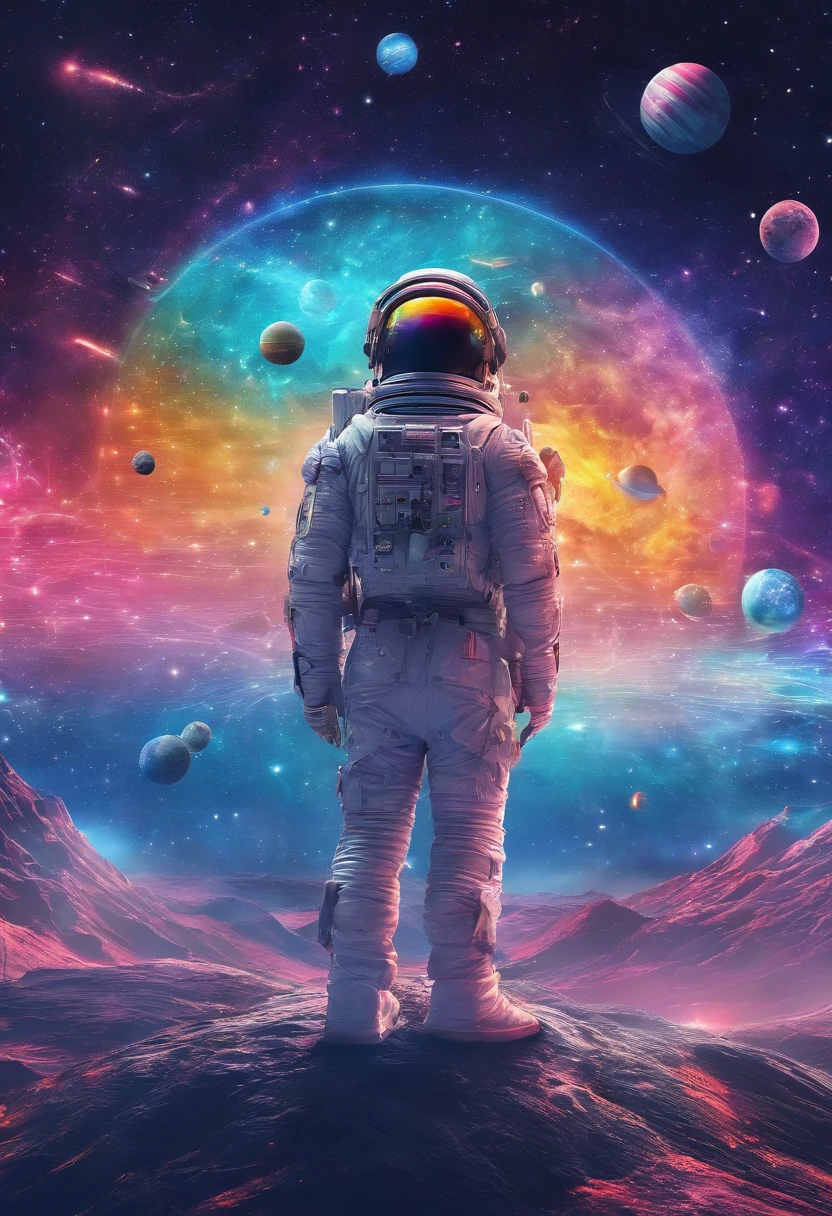 ​masterpiece,top-quality,Detailed lunar surface,On the ground of the moon,One girl on the moon,A large and beautiful earth that emerges in detail,ultra-detailliert,Blue Earth,weightless,distortion,The Looming Earth