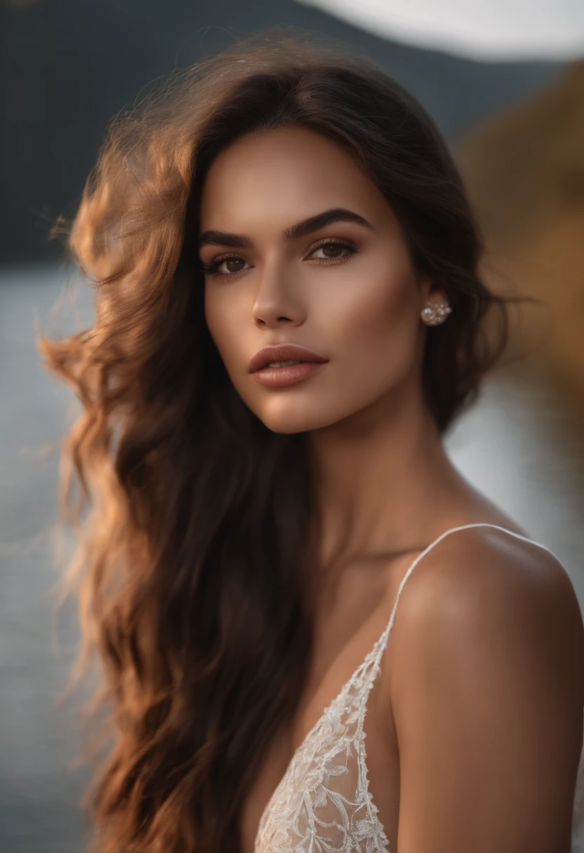 (Qualidade Superior, master part: 1.3), raparigas: 1, sexy: 1.5, Bob Cabelo, brown hair: 1.3, (DAMP BODY: 1.2), camisola, Beautiful, clivagem, Face Ultra Detalhada, Detailed lips, Olhos detalhados, double eyelids, sexy, sorrir, beautiful legs